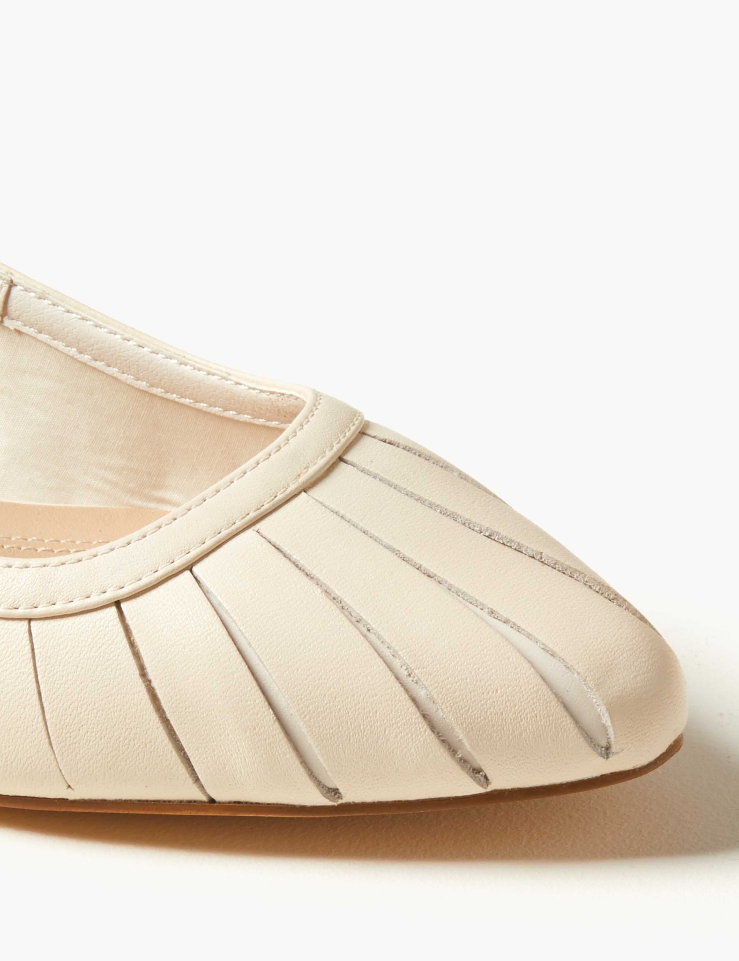 Wide Fit Leather Almond Toe Pumps 4 of 5