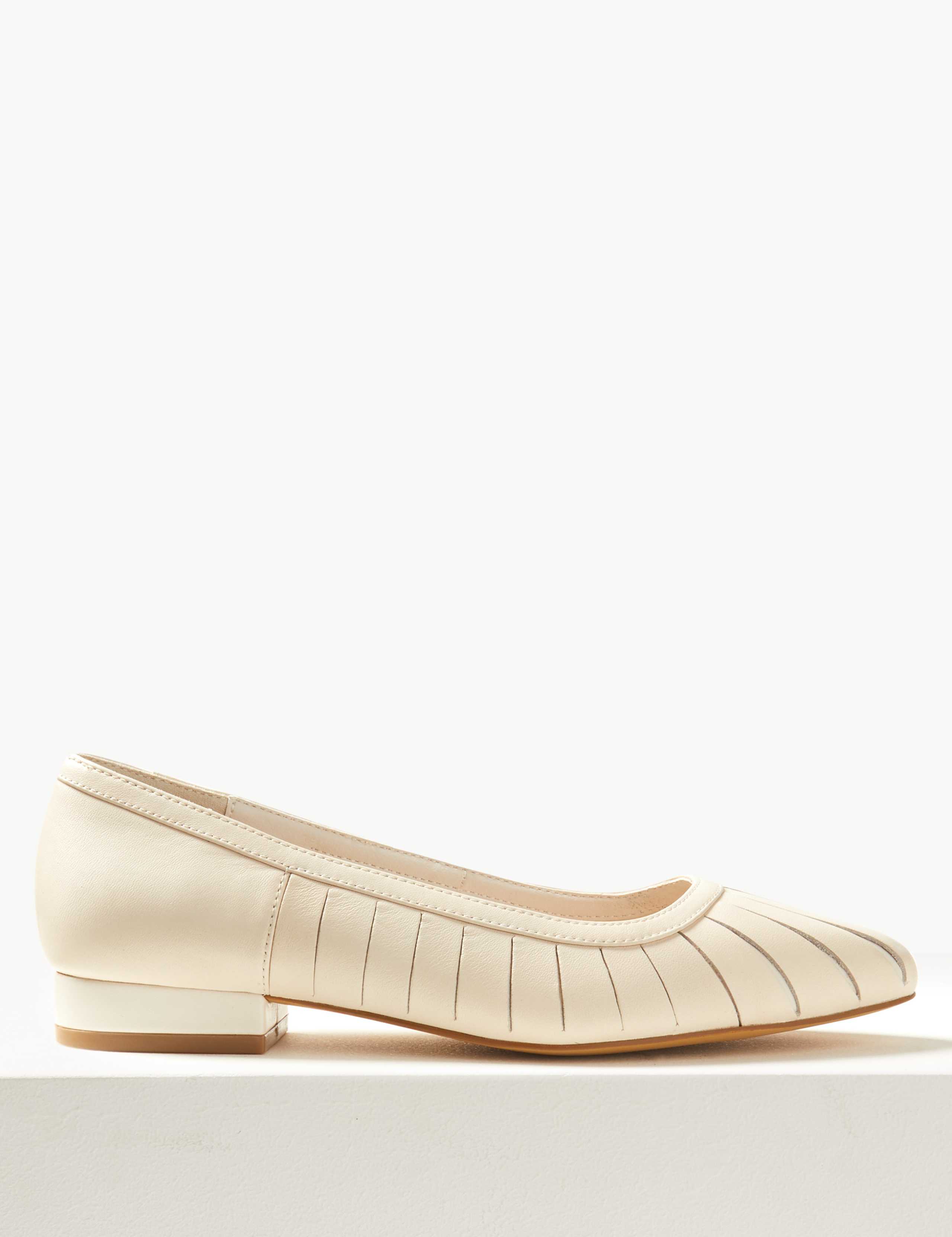 Wide Fit Leather Almond Toe Pumps 2 of 5