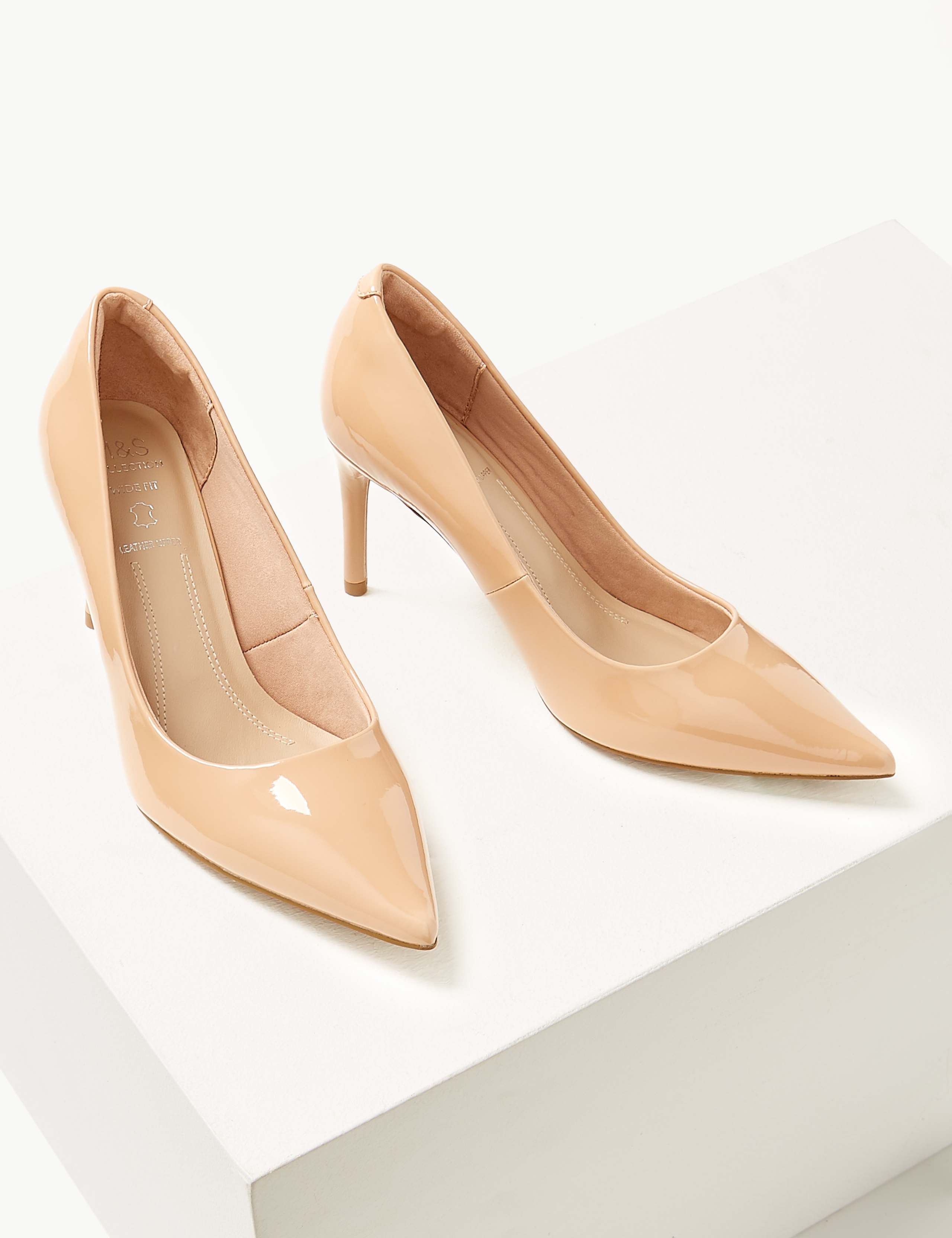 Wide Fit Leather Stiletto Heel Court Shoes 3 of 5