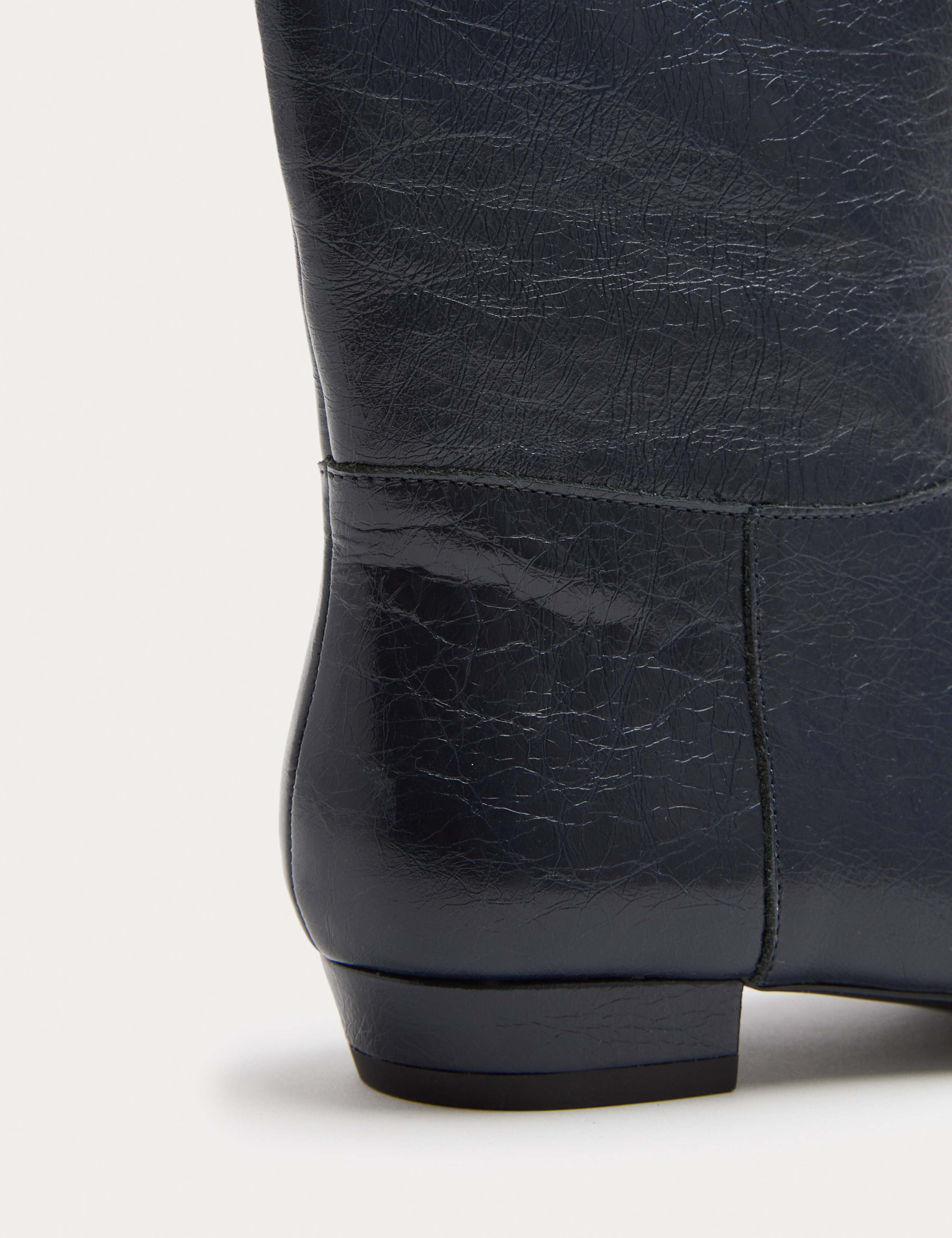 Leather Block Heel Chisel Toe Knee High Boots 3 of 3