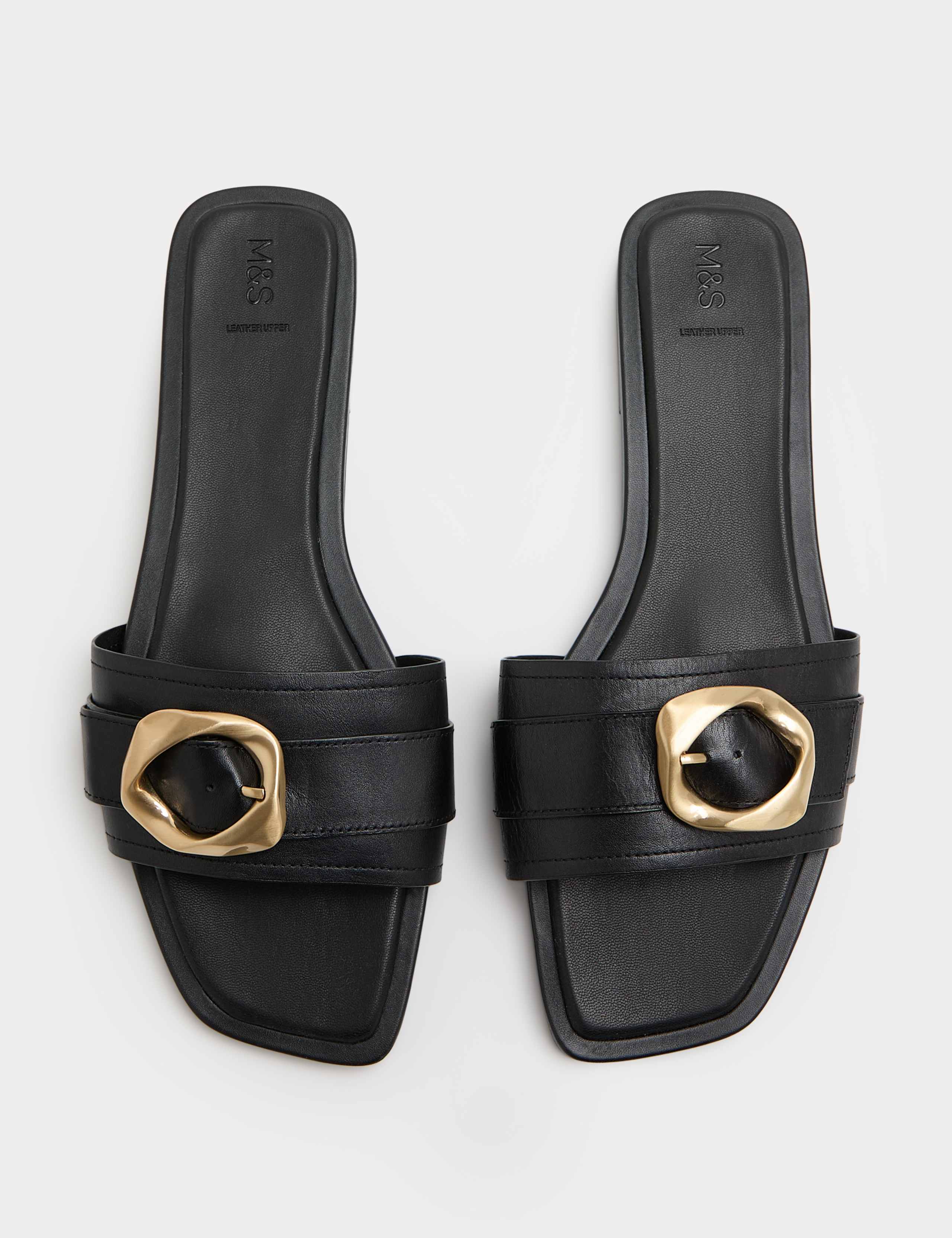 Leather Trim Flat Mule Sandals 2 of 3