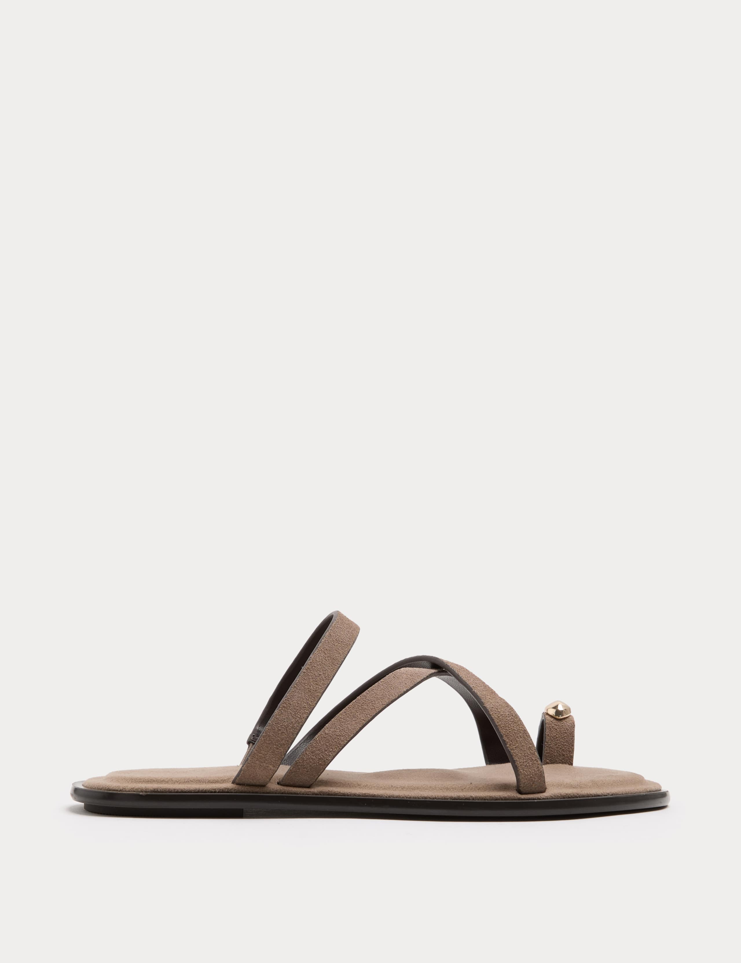Suede Strappy Flat Toe Loop Sandals 2 of 3