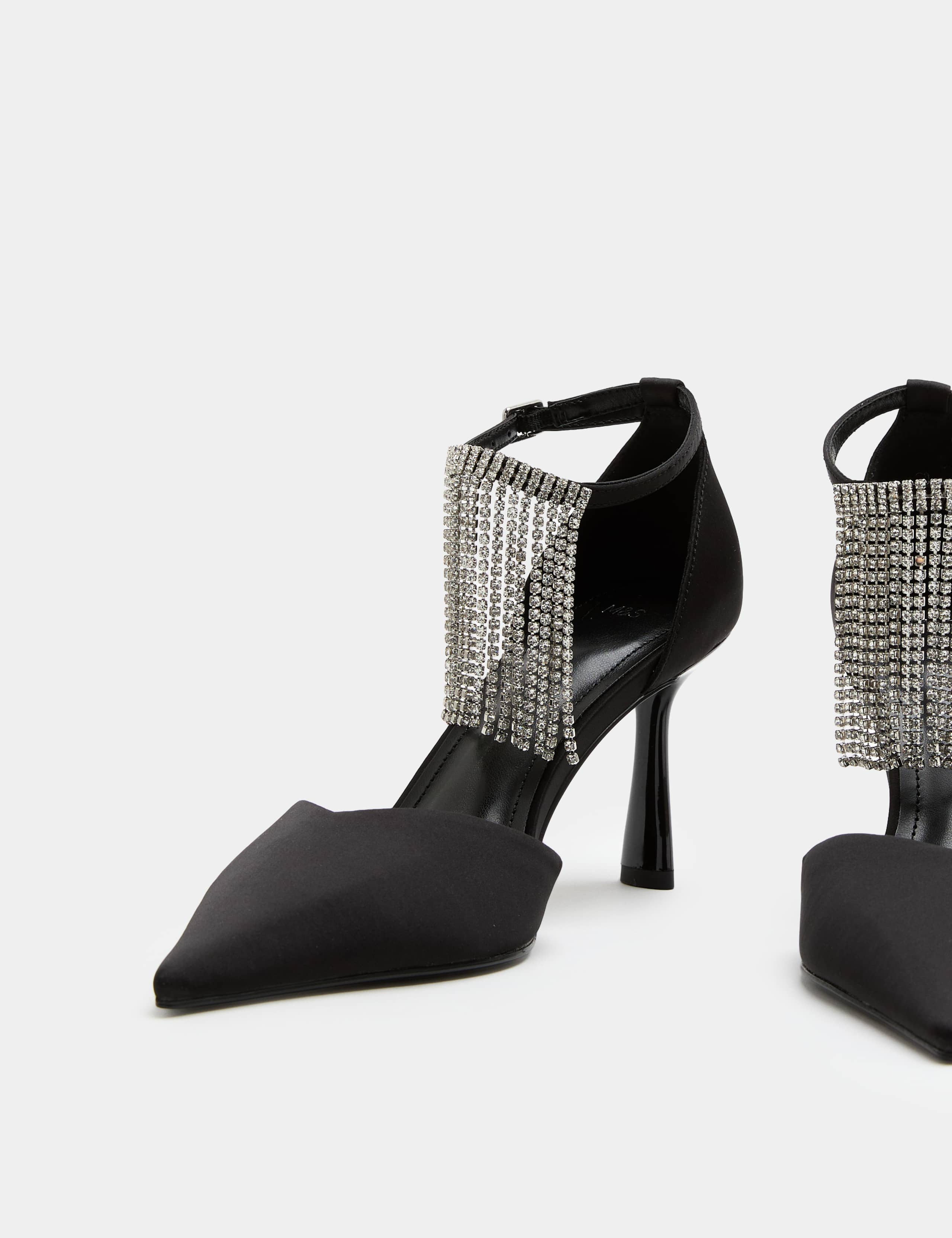 Satin Fringed Ankle Strap Court Shoe 3 of 3