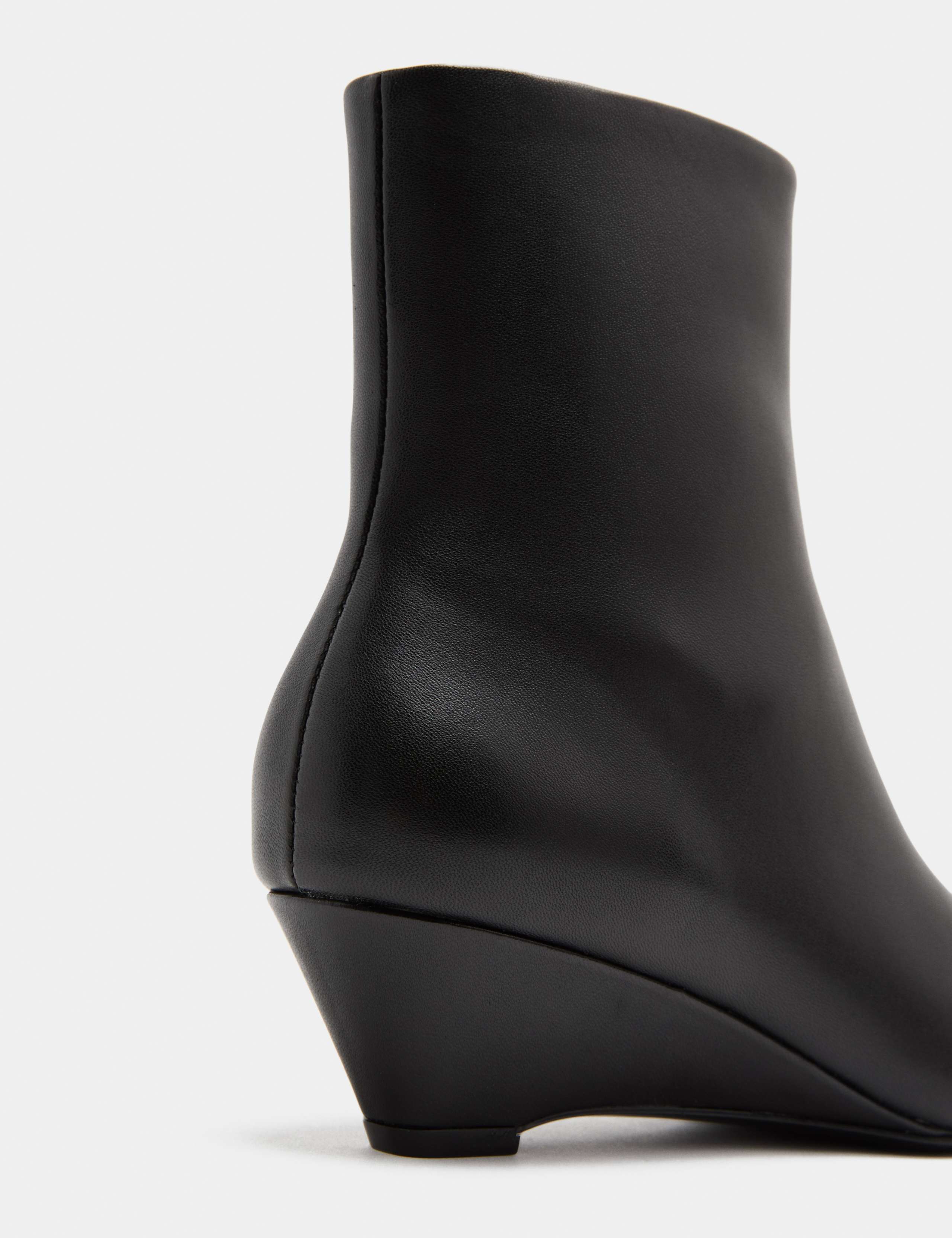 Leather Wedge Pointed Ankle Boots 3 of 3
