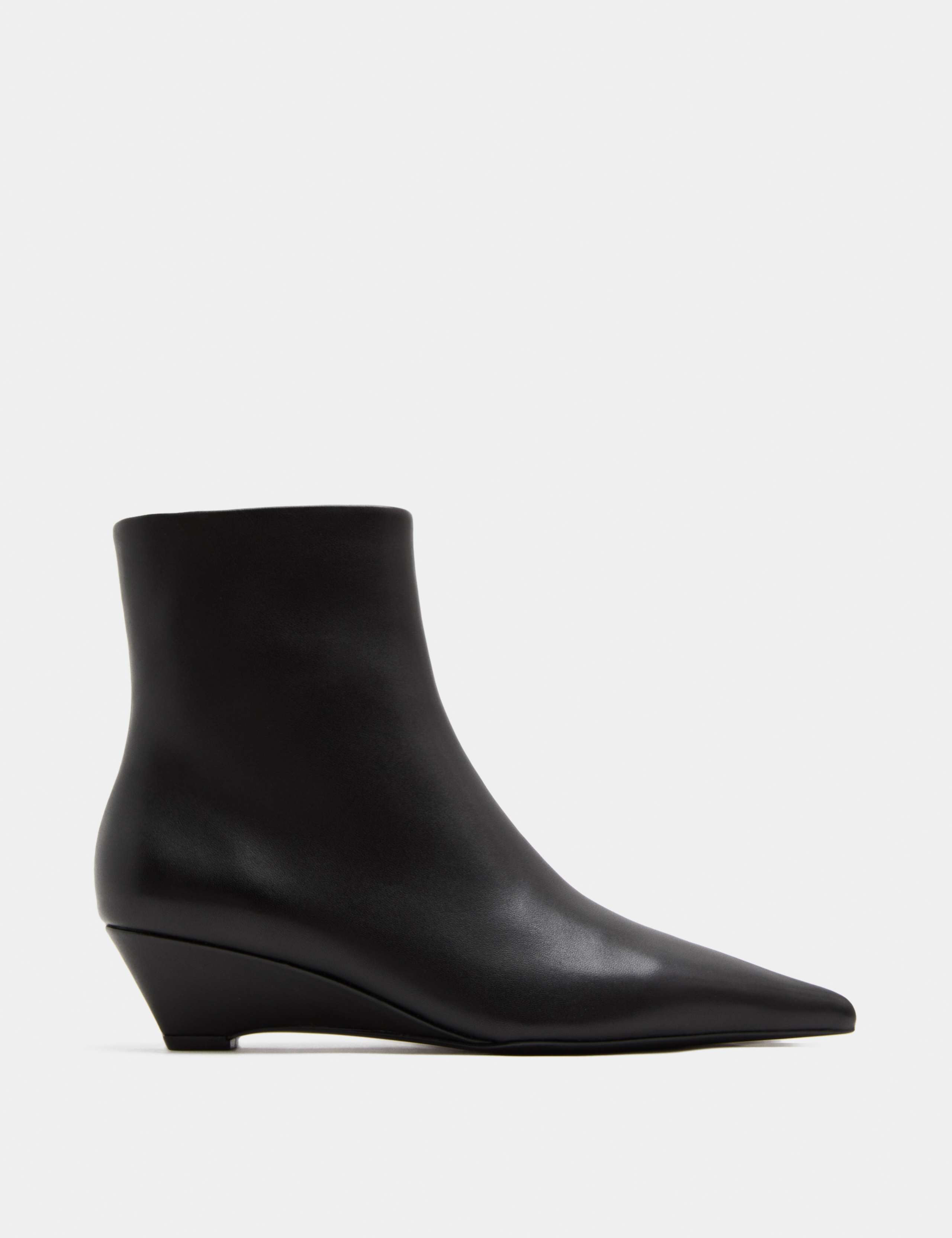 Leather Wedge Pointed Ankle Boots 2 of 3