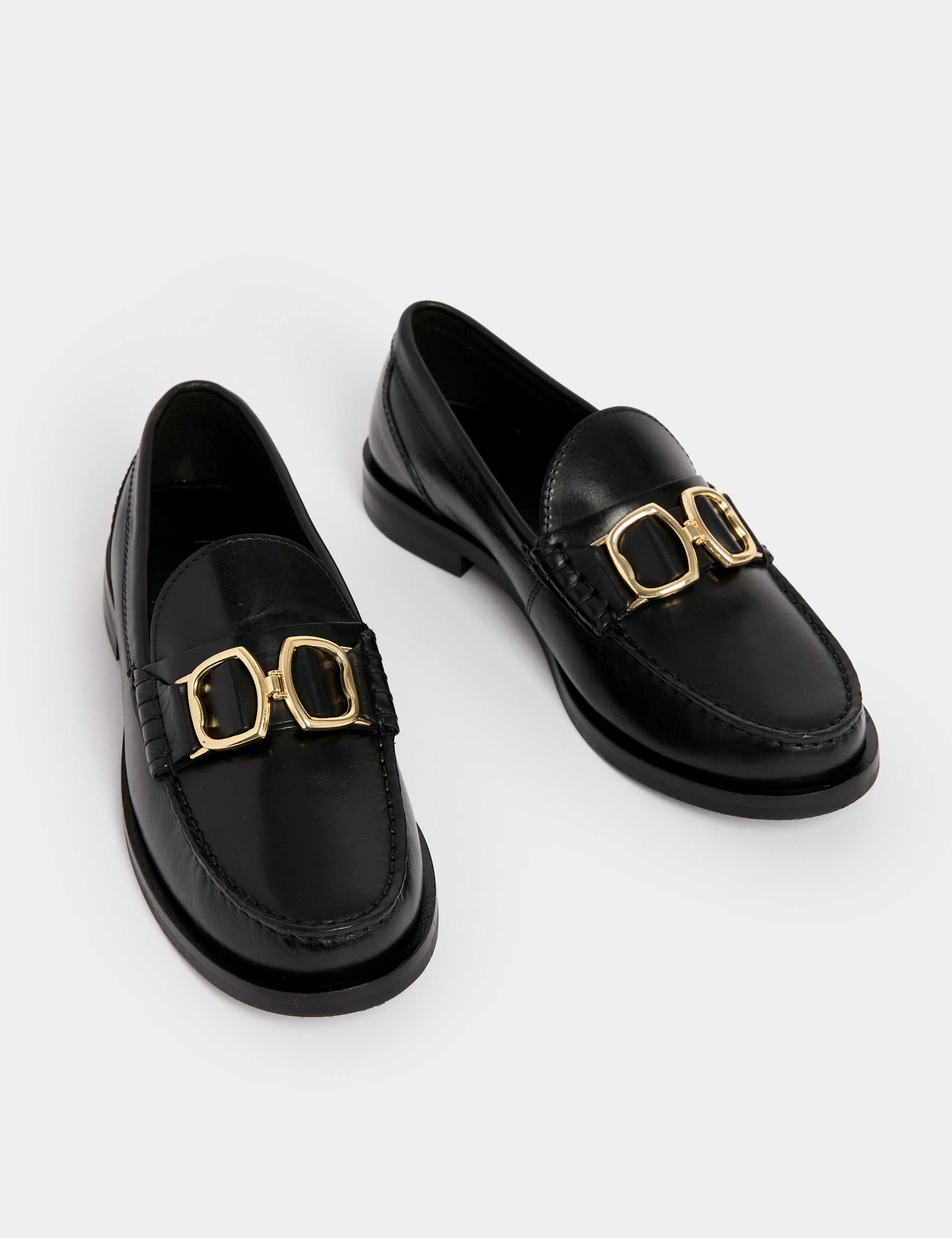 Leather Block Heel Loafers 2 of 3