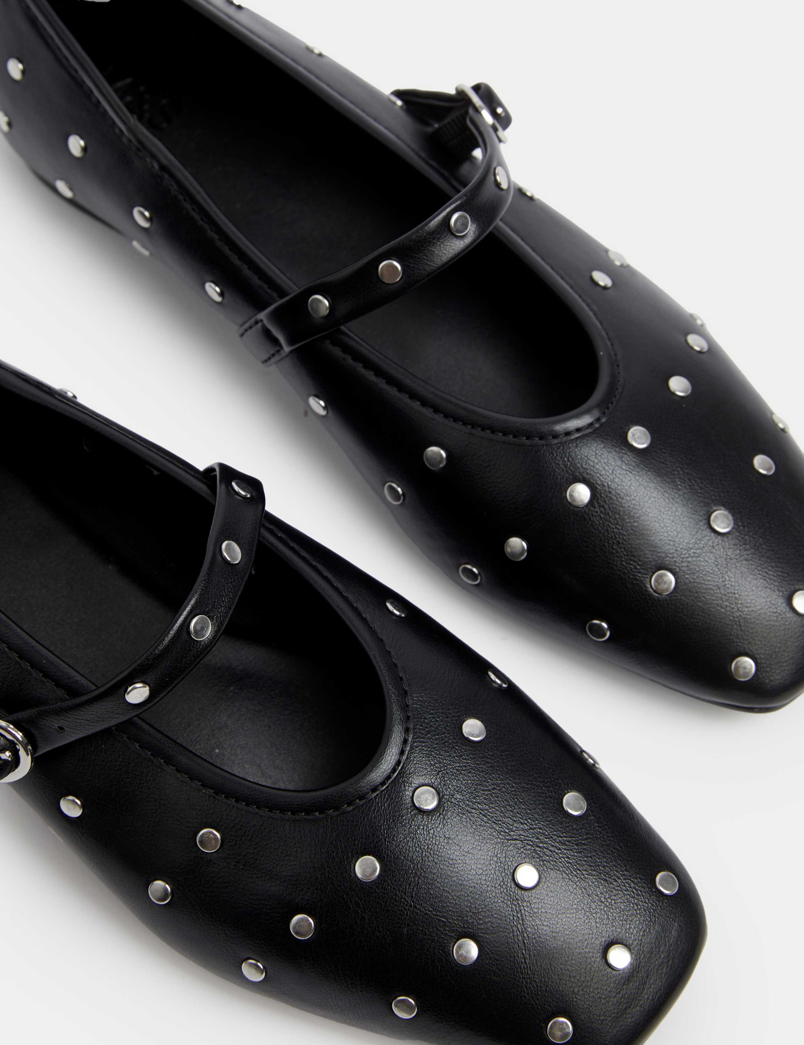 Studded Buckle Flat Ballet Pumps 3 of 4