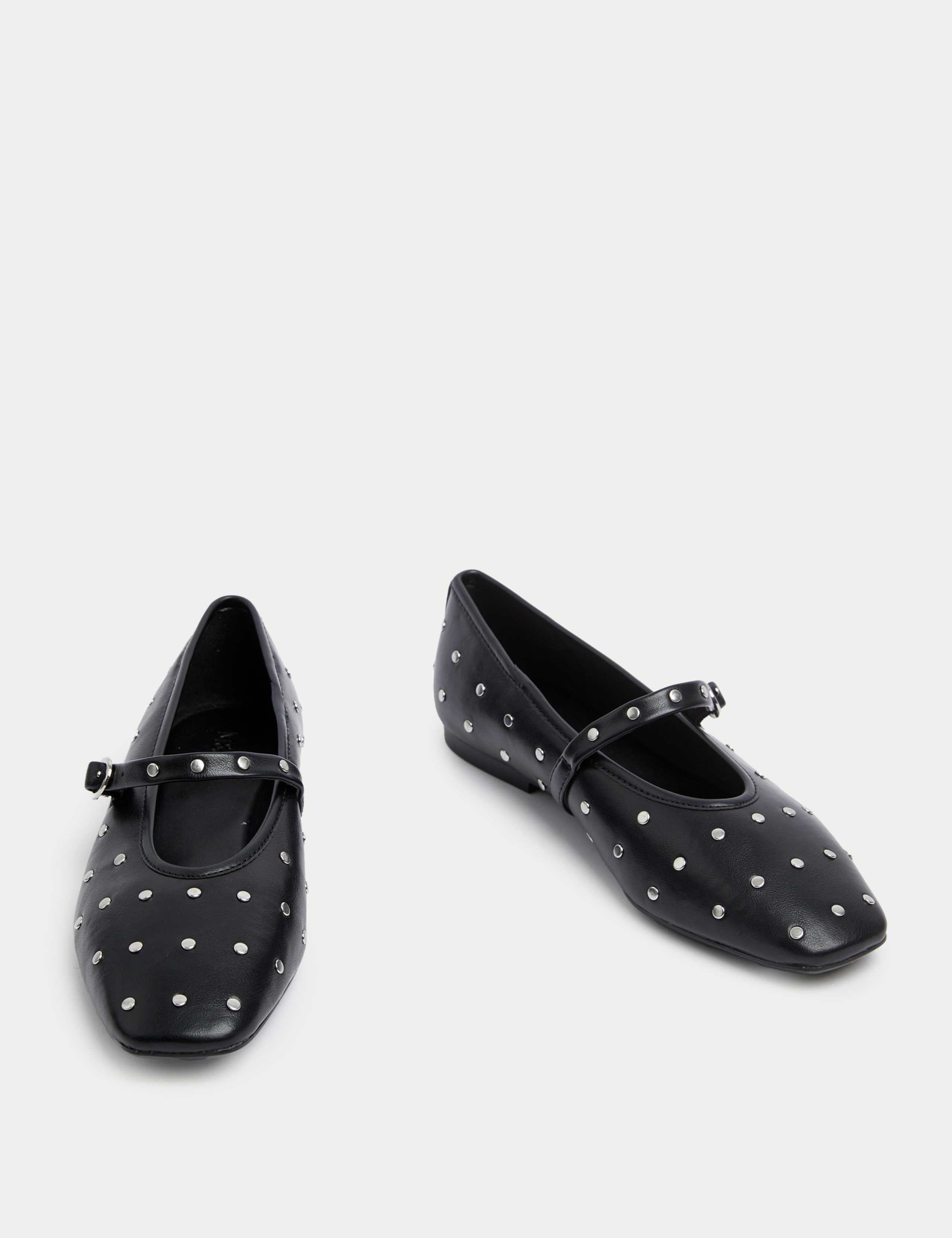 Studded Buckle Flat Ballet Pumps 2 of 4