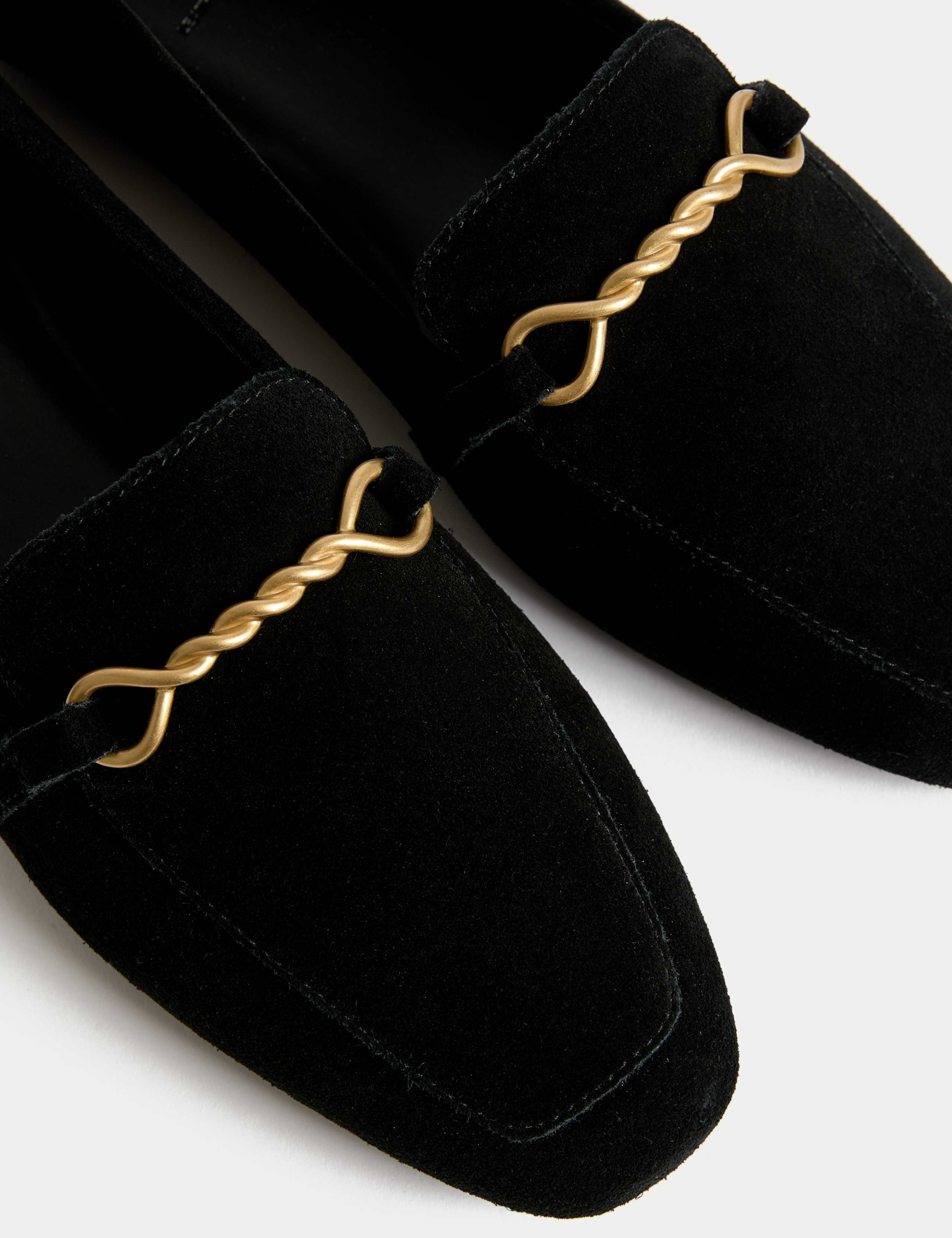Suede Chain Detail Flat Loafers 3 of 3
