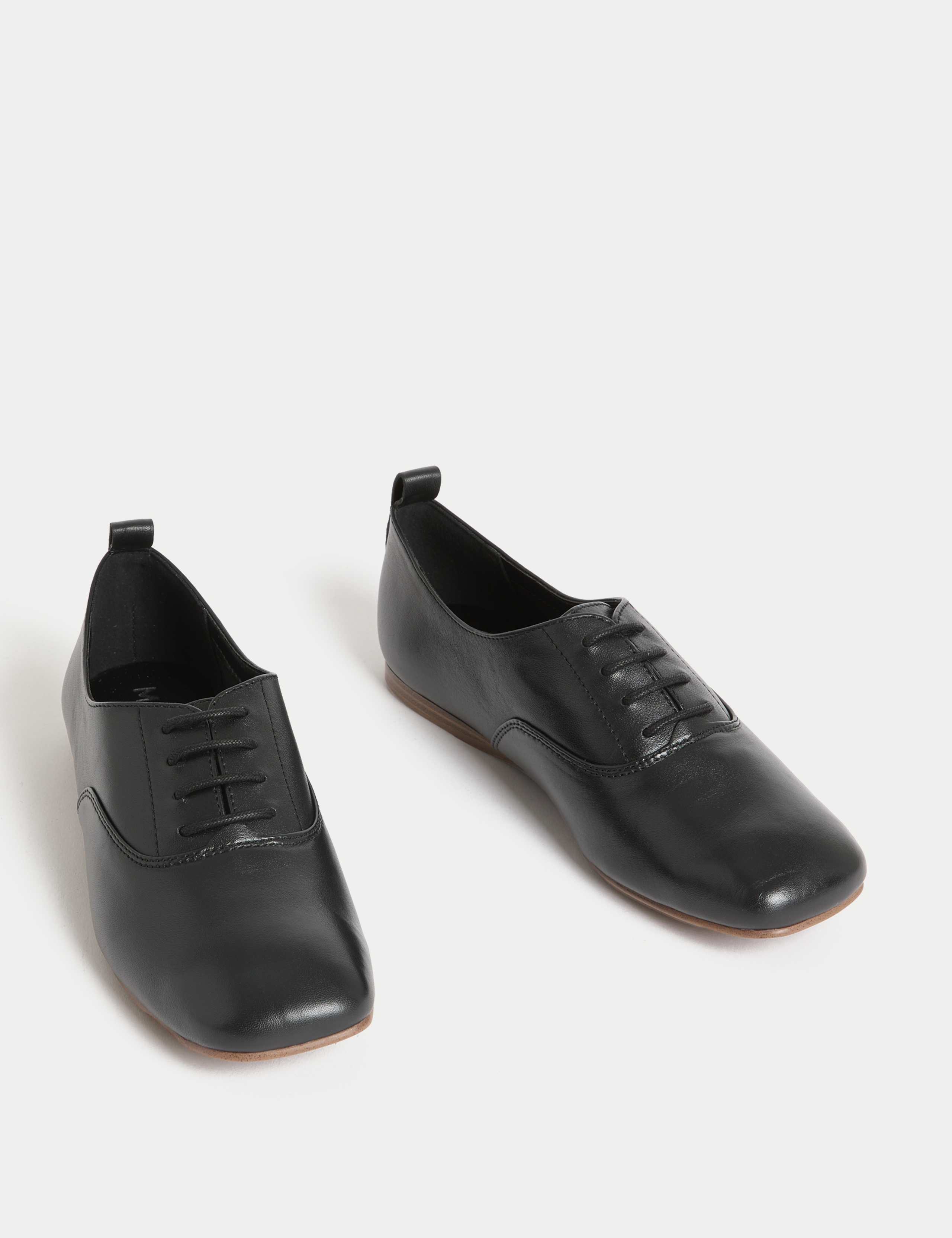 Leather Lace Up Flat Shoes 2 of 3