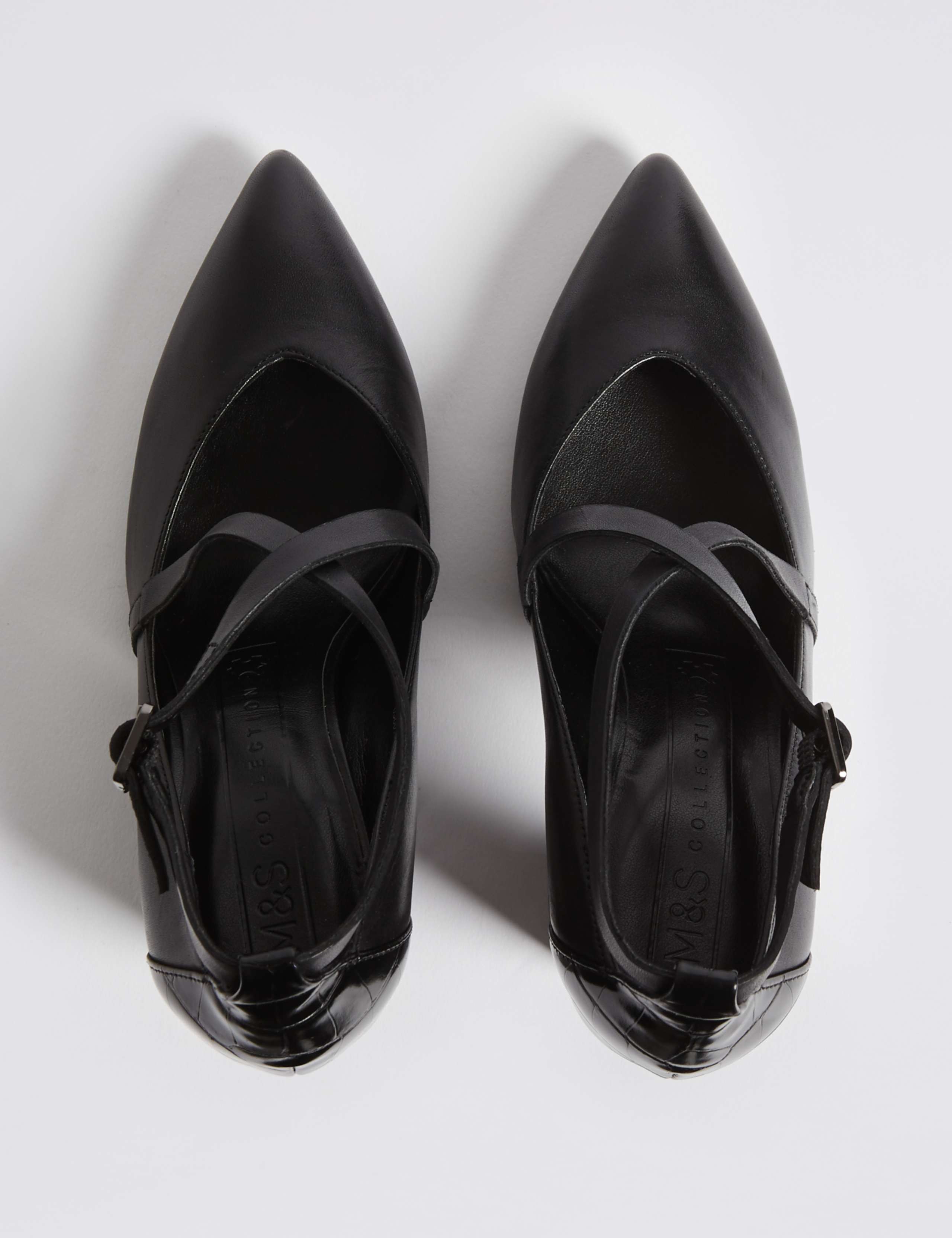 Suede Block Heel Cross Strap Court Shoes 4 of 6