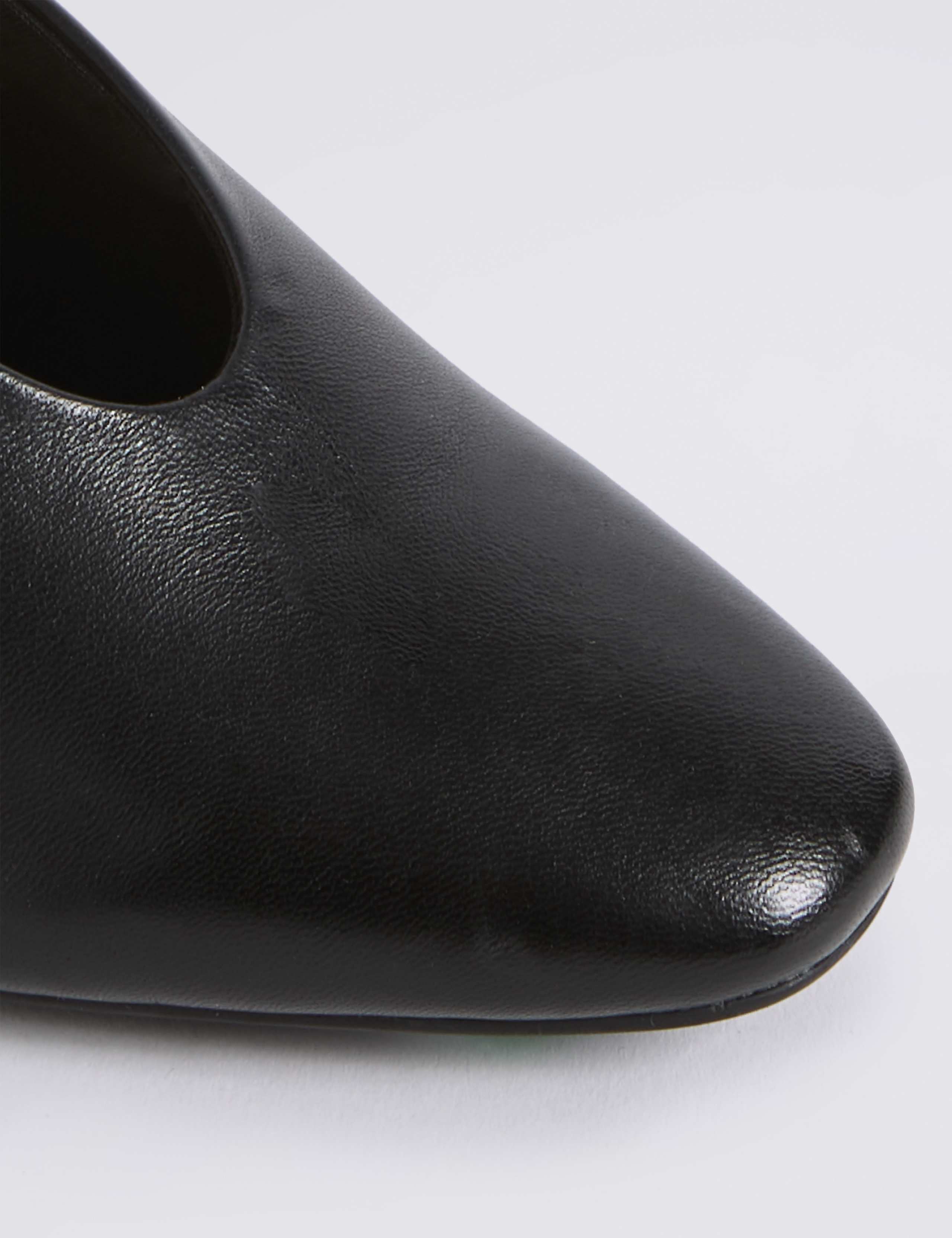 Leather Block Heel Court Shoes 5 of 5