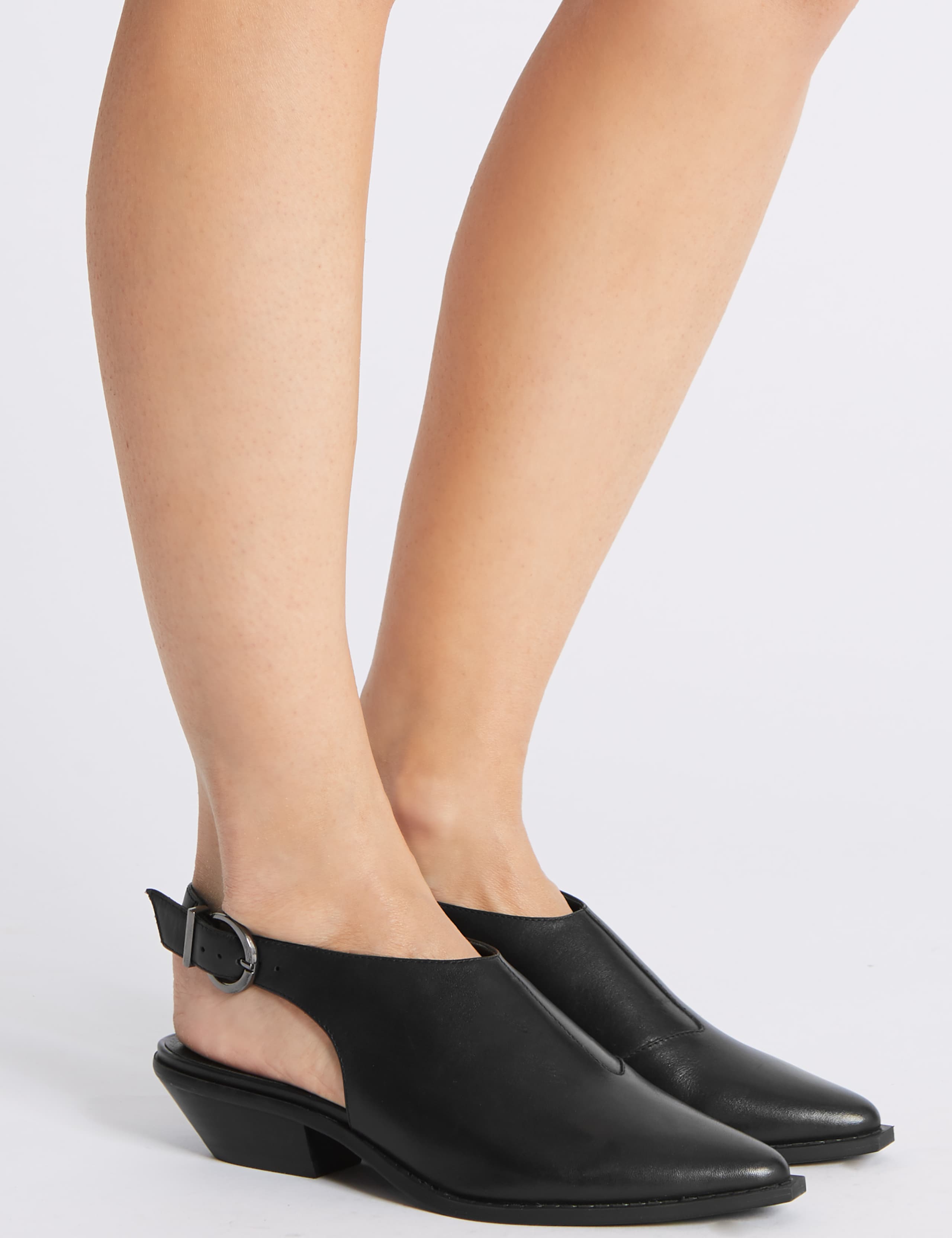 Leather Block Heel Slingback Shoes 1 of 6