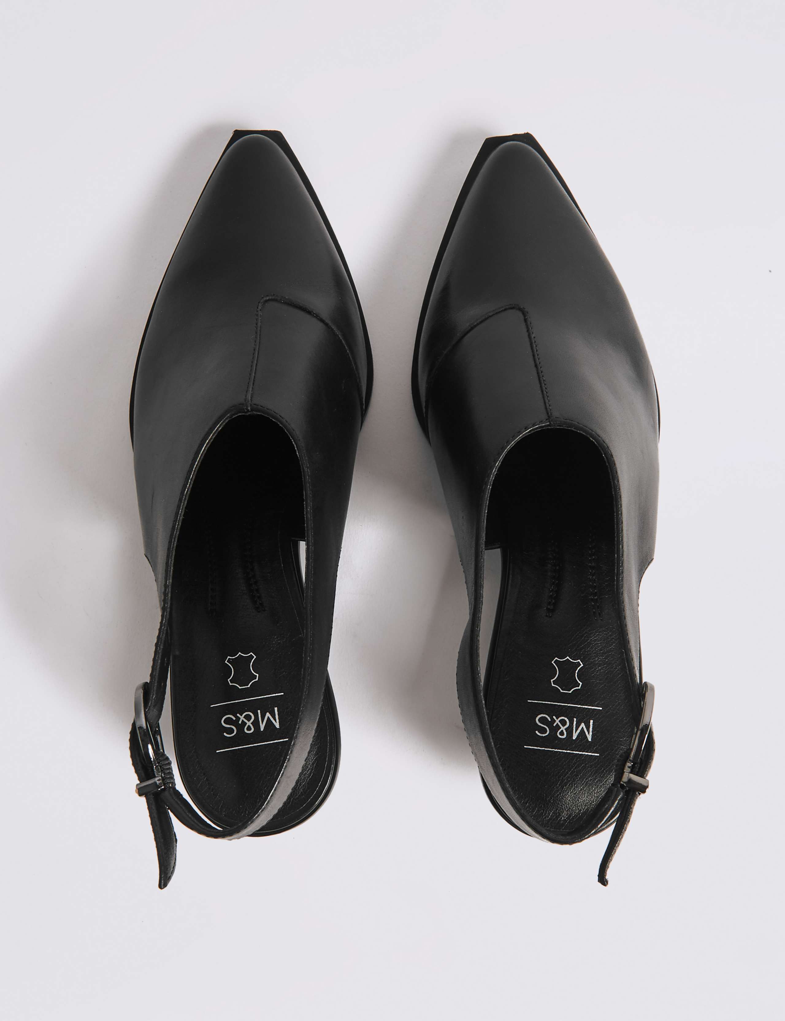 Leather Block Heel Slingback Shoes 4 of 6