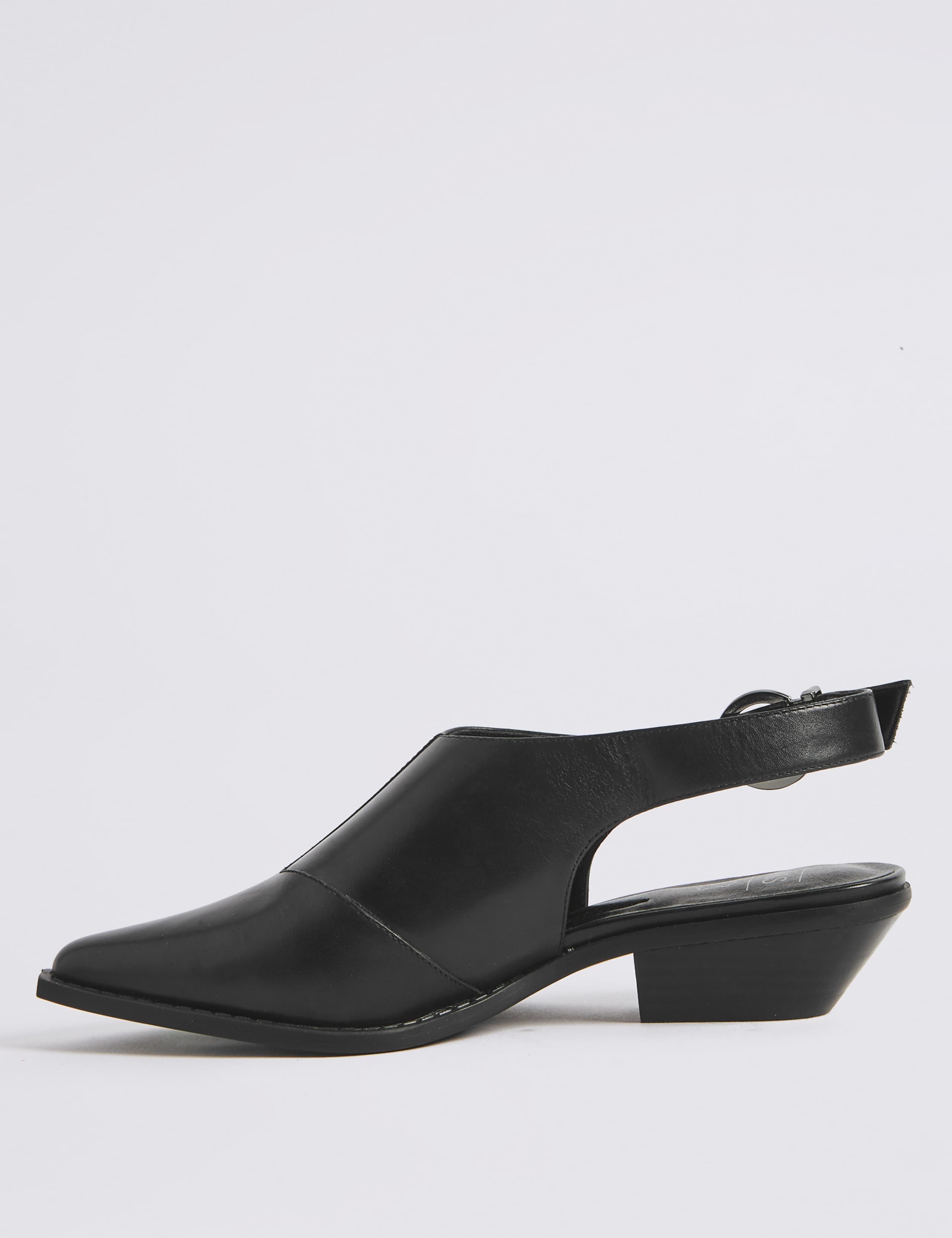 Leather Block Heel Slingback Shoes 5 of 6