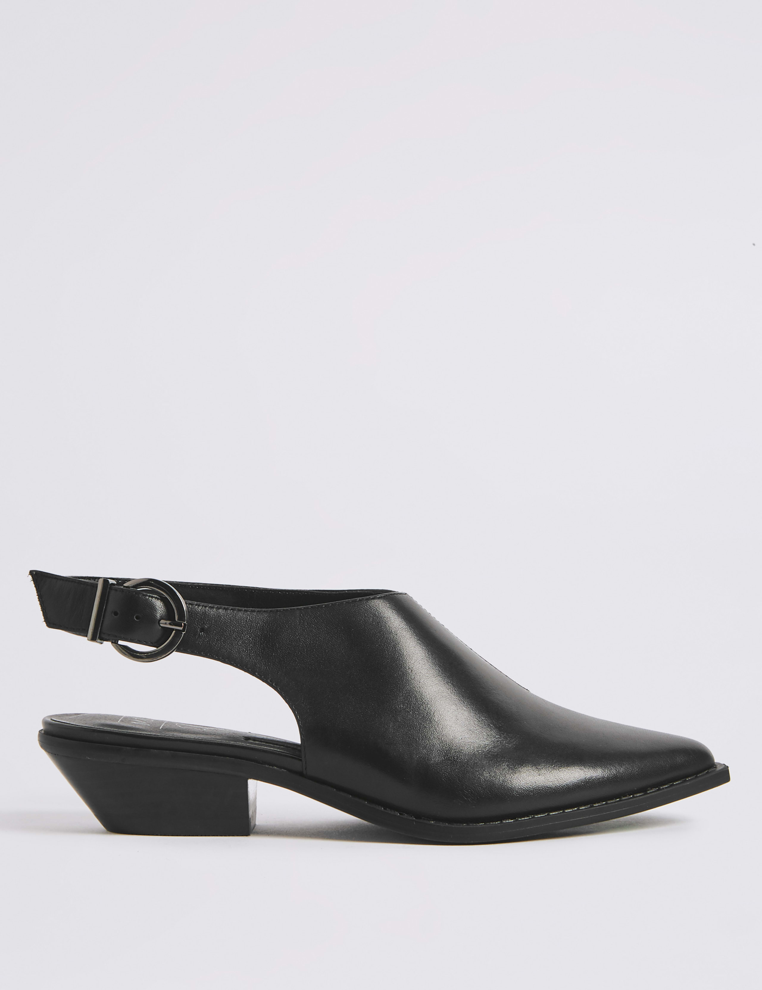 Leather Block Heel Slingback Shoes 2 of 6