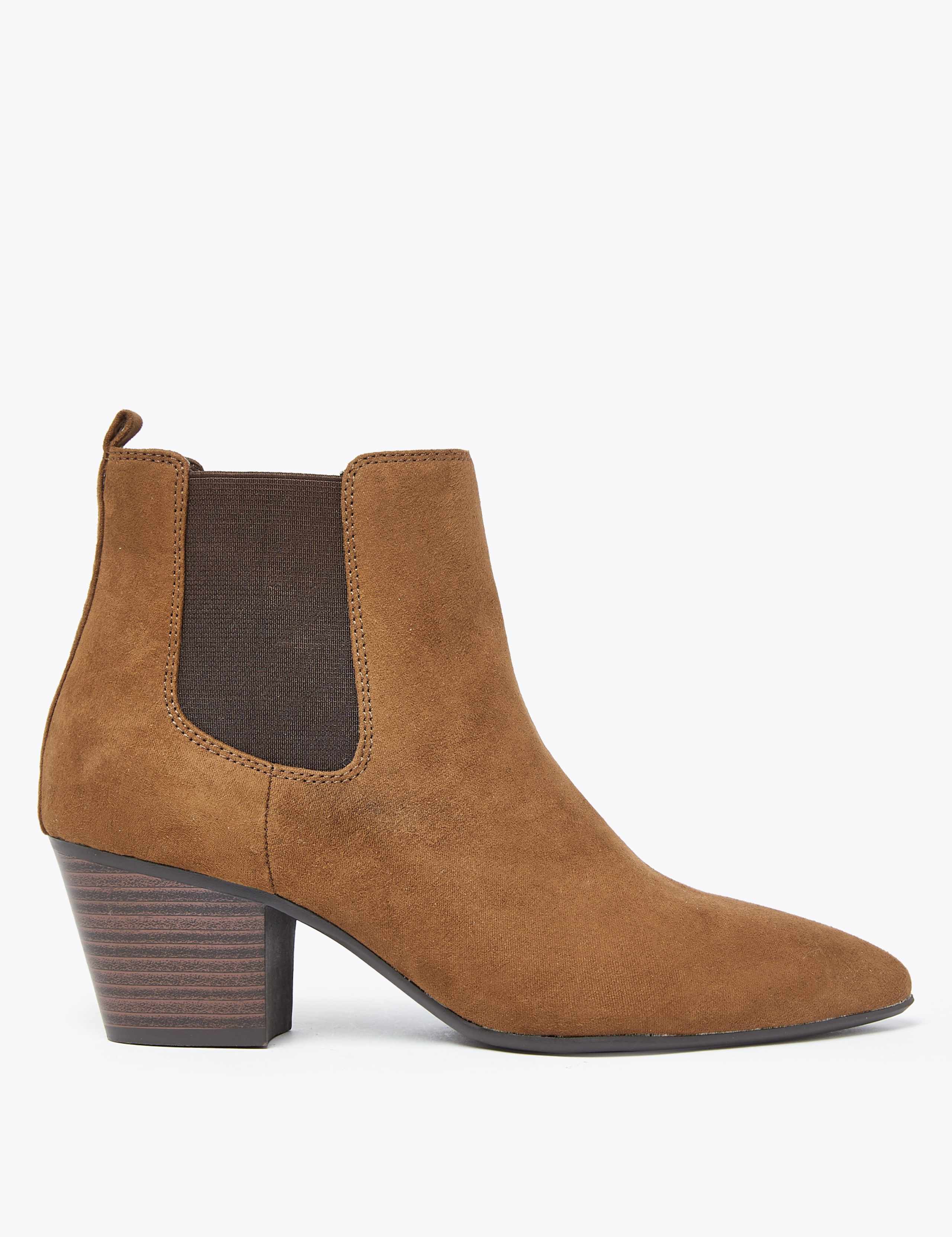 Wide Fit Block Heel Pointed Toe Chelsea Boots 1 of 4