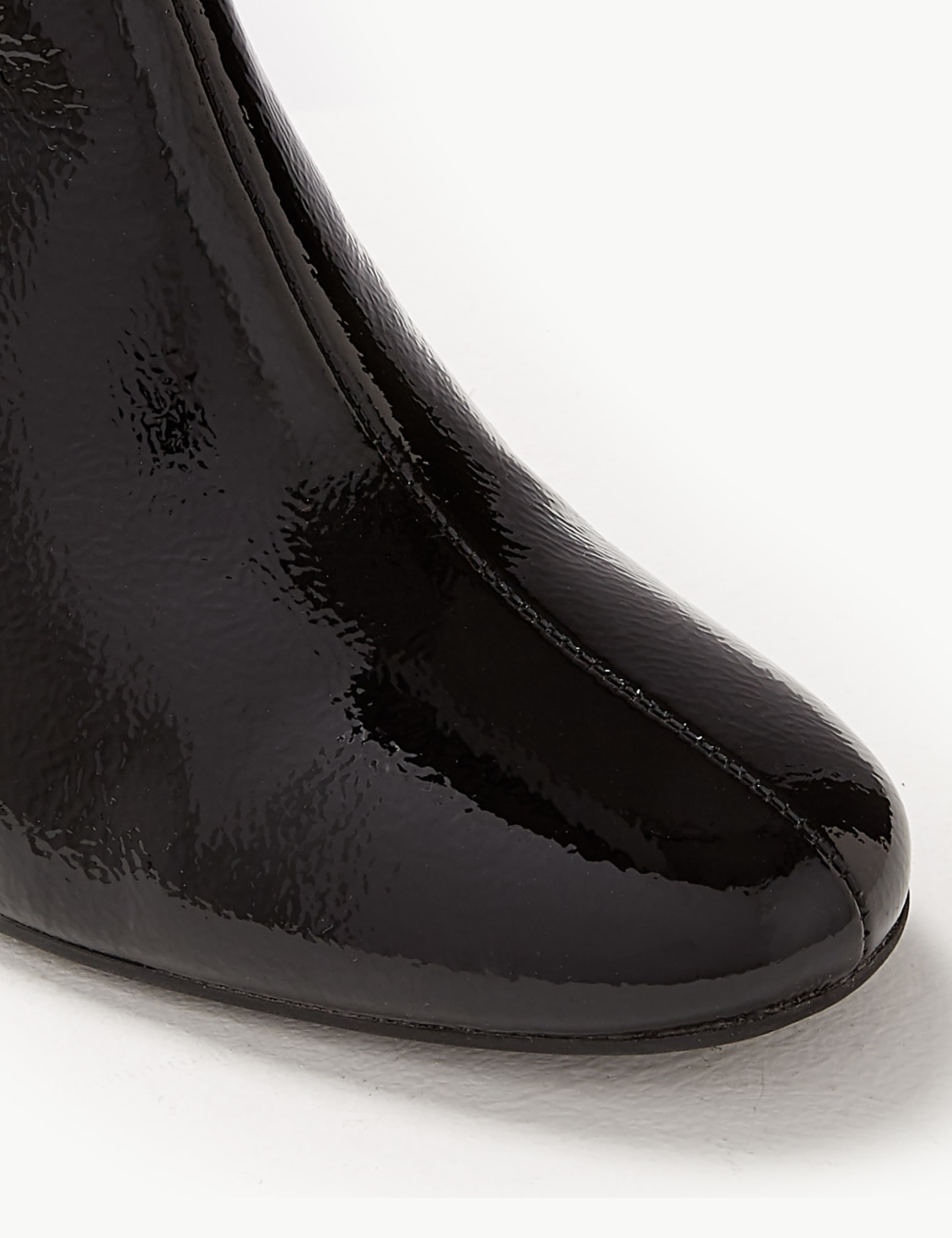 Leather Patent  Block Heel Chelsea Ankle Boots 4 of 5