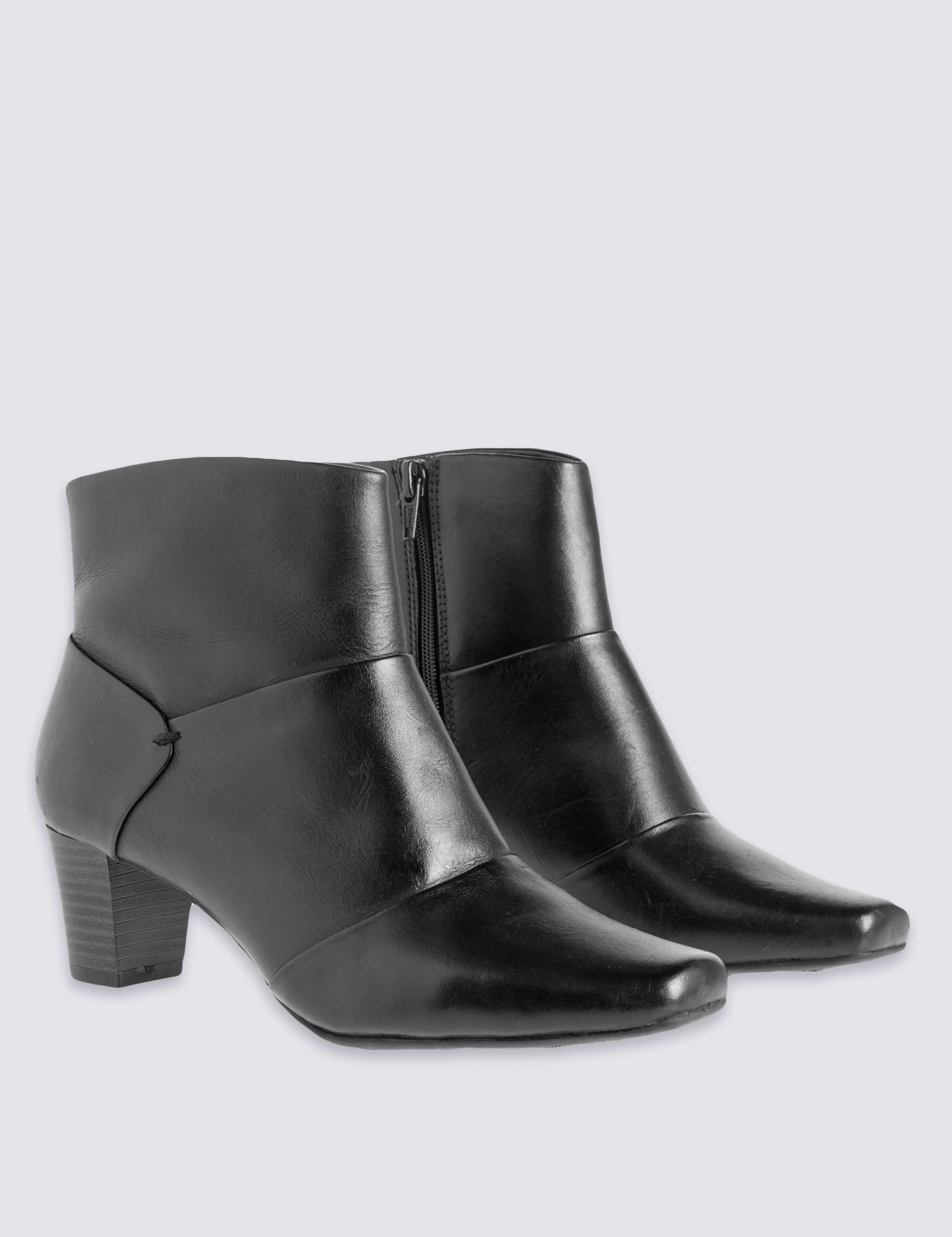 Leather Block Heel Ankle Boots 1 of 6