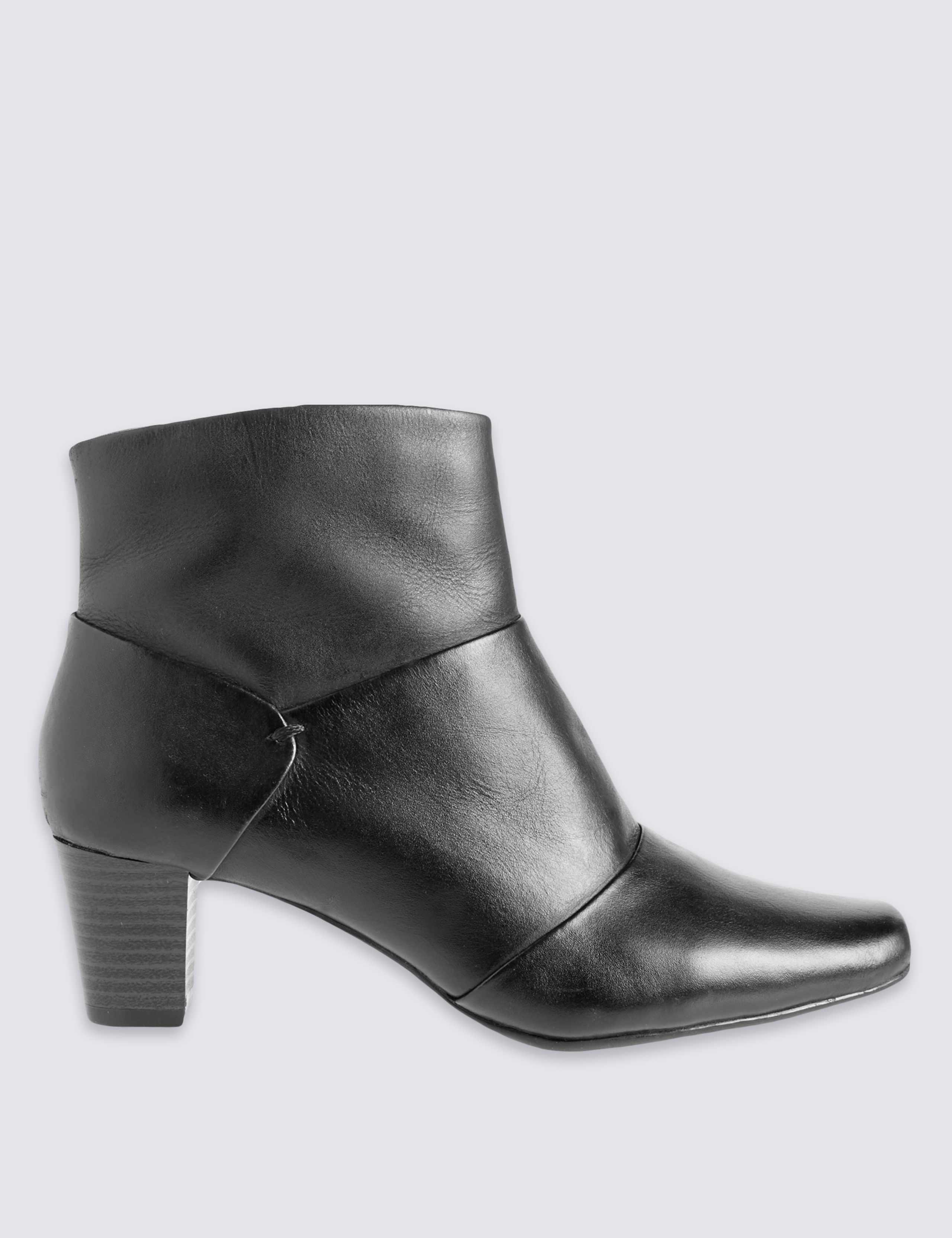 Leather Block Heel Ankle Boots 2 of 6