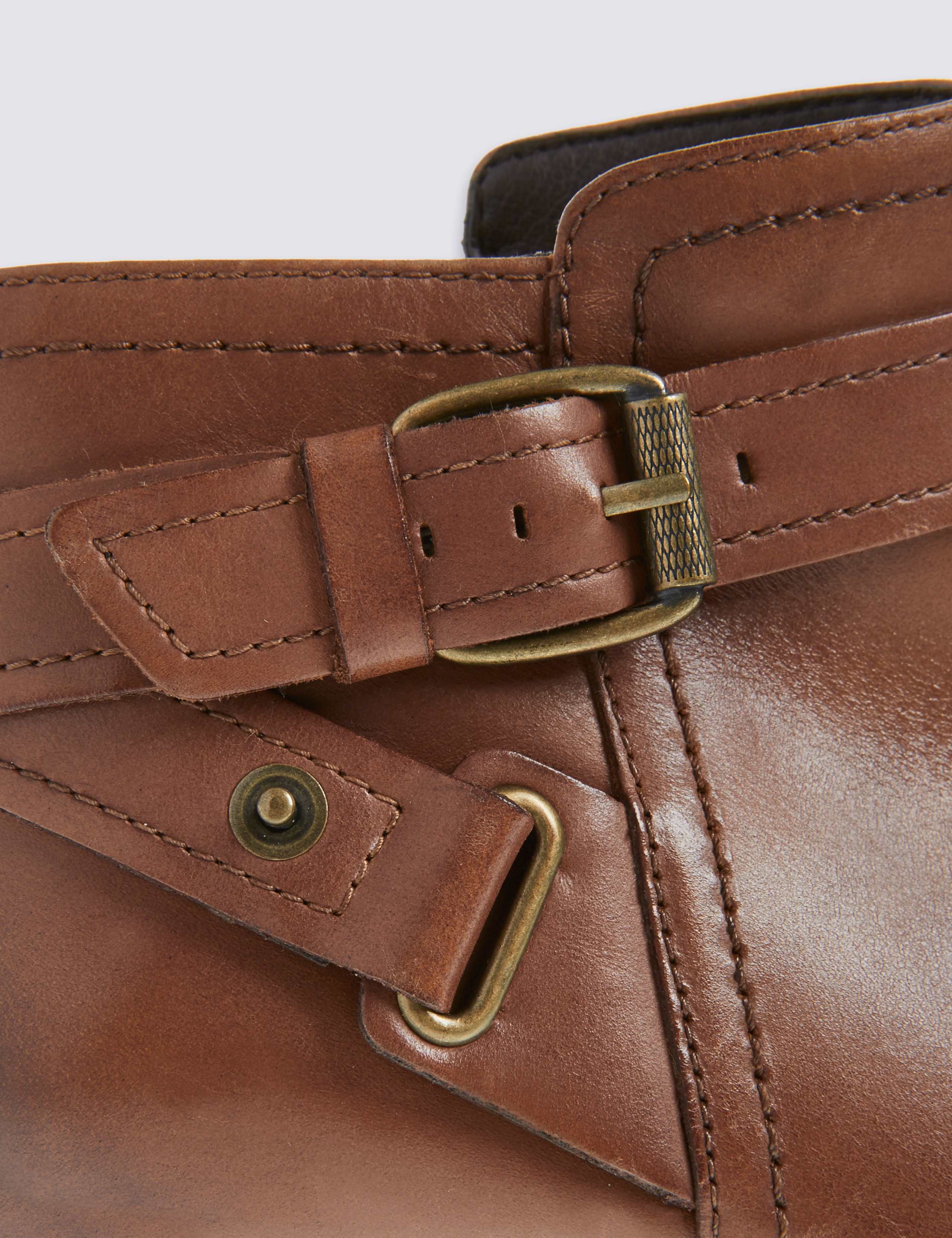 Leather Block Heel Strap Ankle Boots 6 of 6
