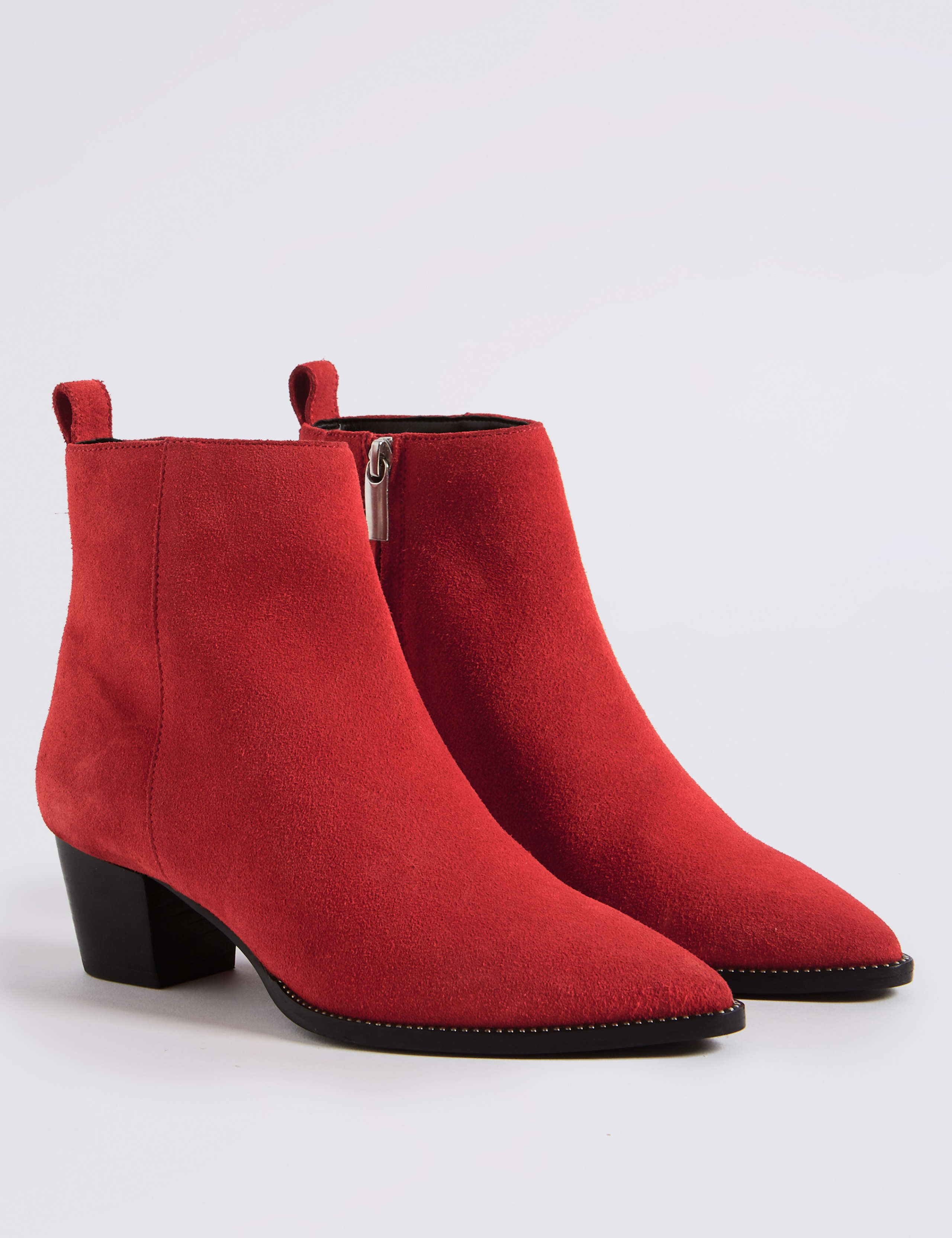 Studded Leather Block Heel Side Zip Ankle Boots 3 of 6