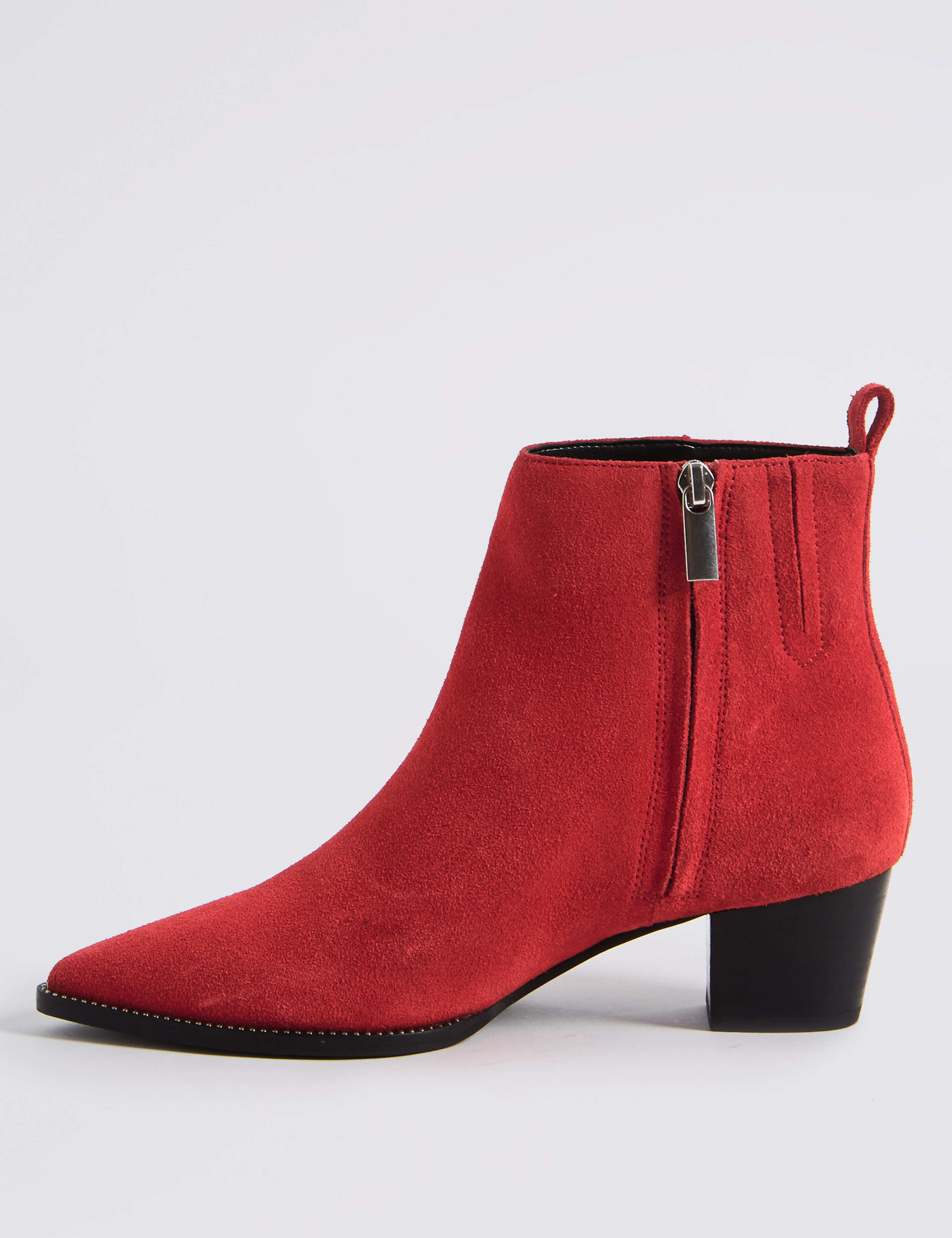 Studded Leather Block Heel Side Zip Ankle Boots 5 of 6