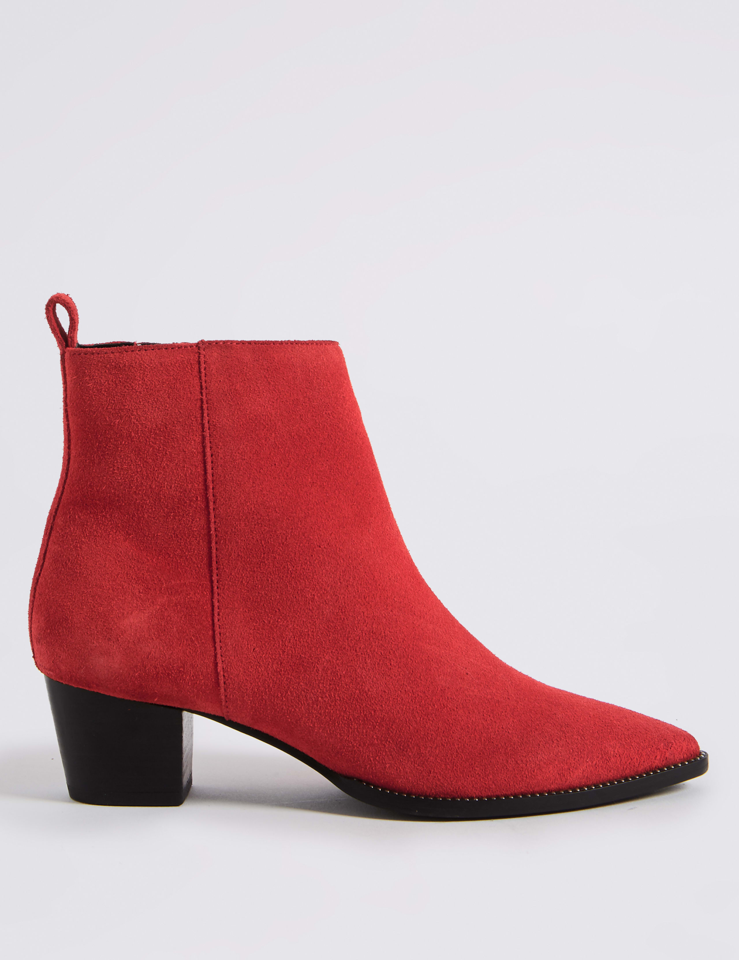 Studded Leather Block Heel Side Zip Ankle Boots 2 of 6
