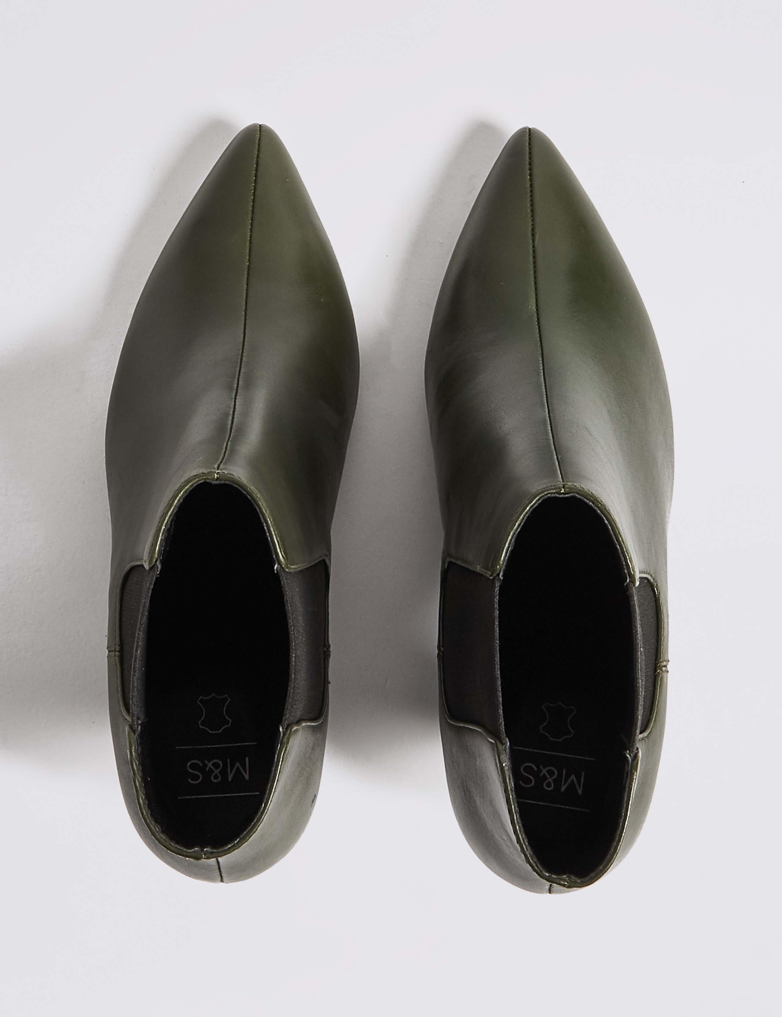 Leather Cone Heel Elastic Ankle Boots 4 of 6