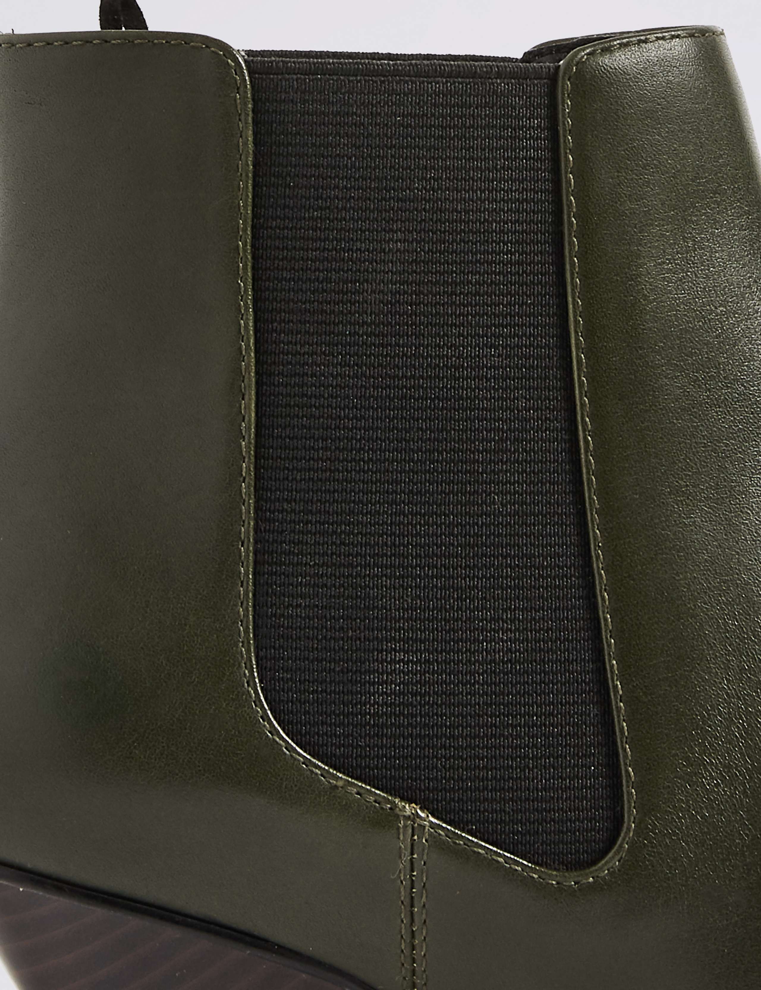 Leather Cone Heel Elastic Ankle Boots 6 of 6