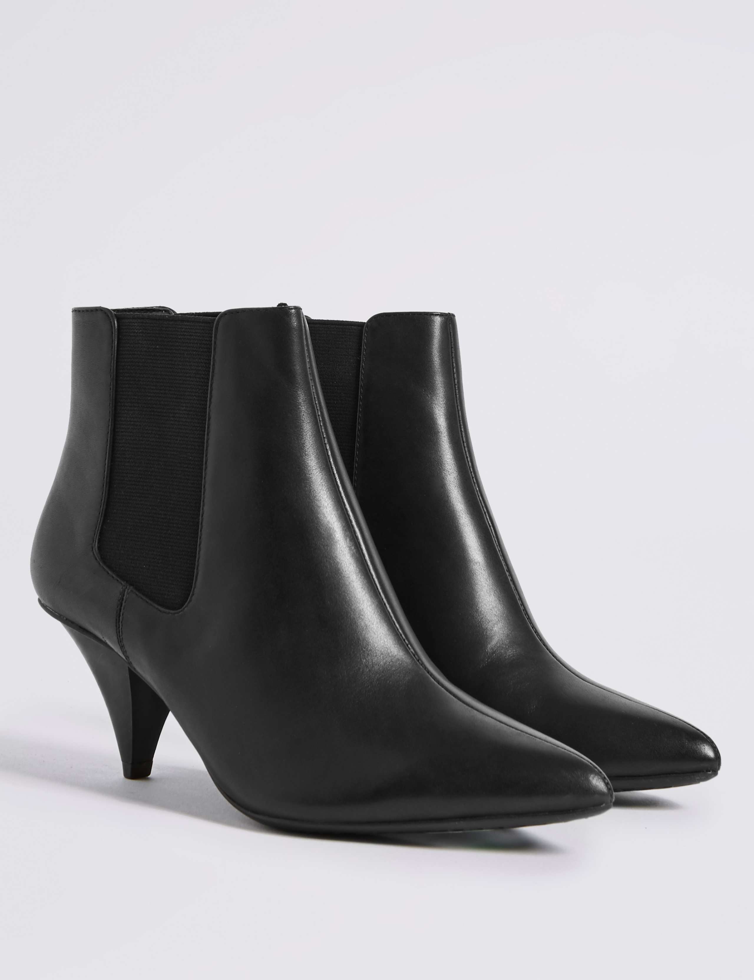 Leather Cone Heel Ankle Boots 3 of 6