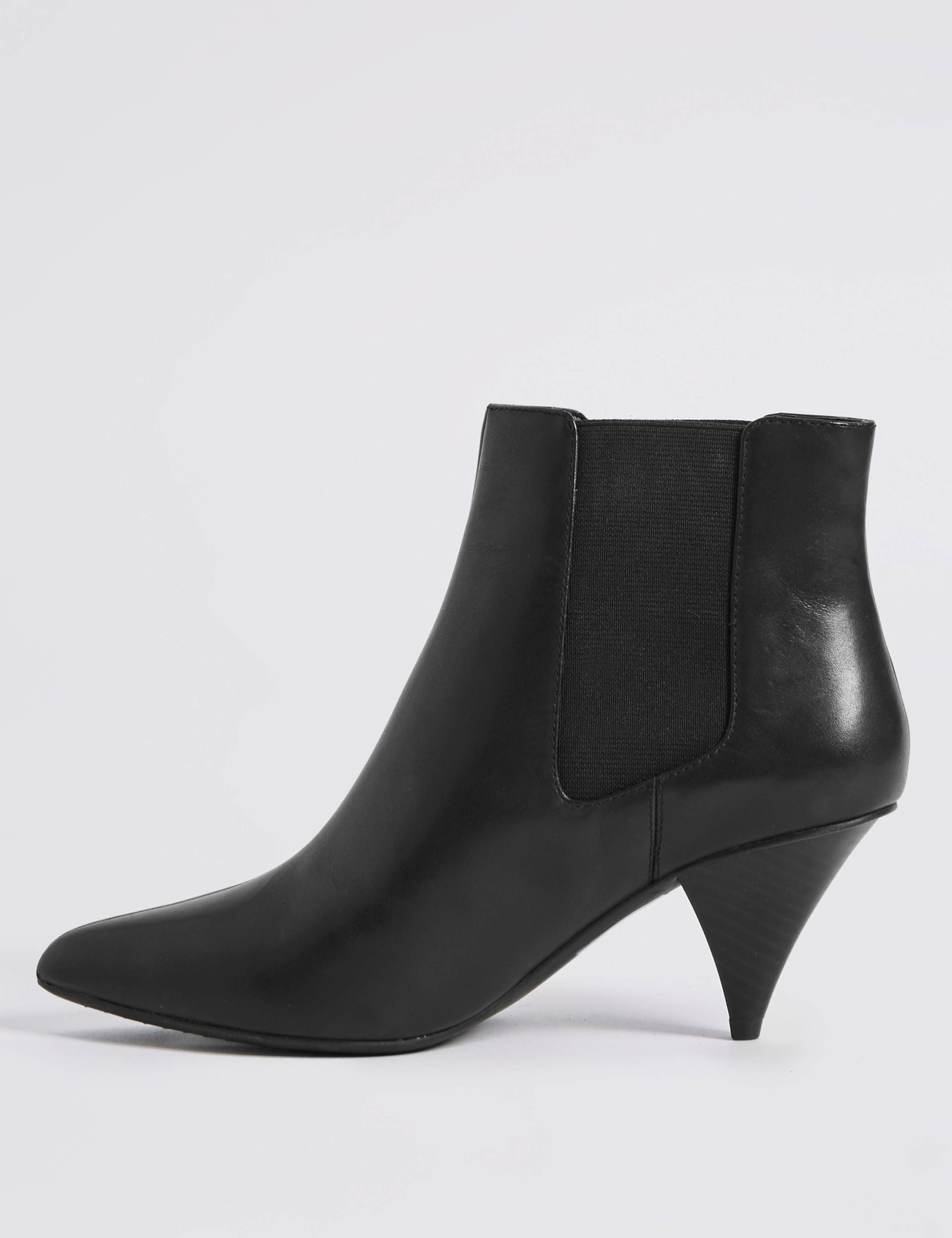Leather Cone Heel Ankle Boots 5 of 6
