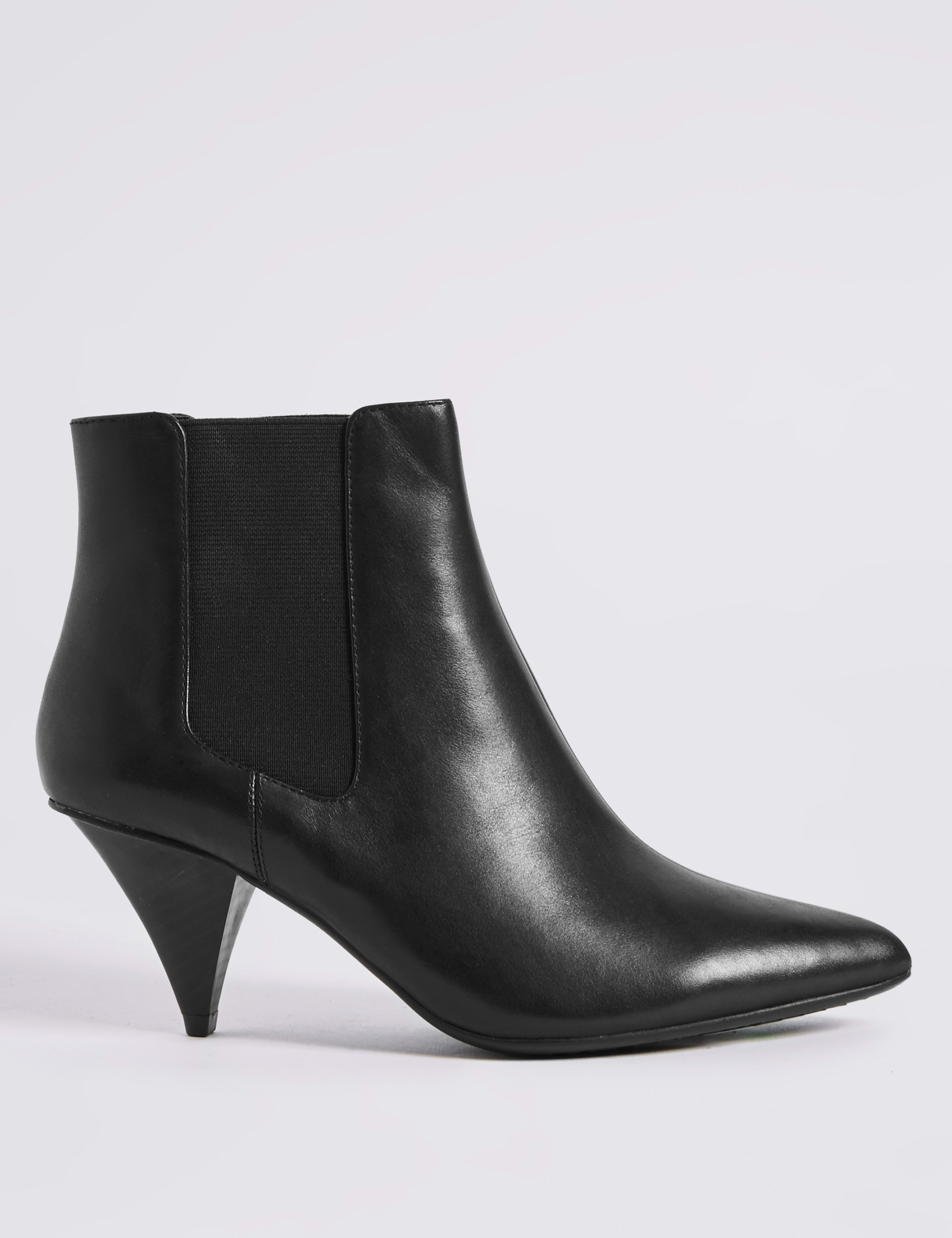Leather Cone Heel Ankle Boots 2 of 6