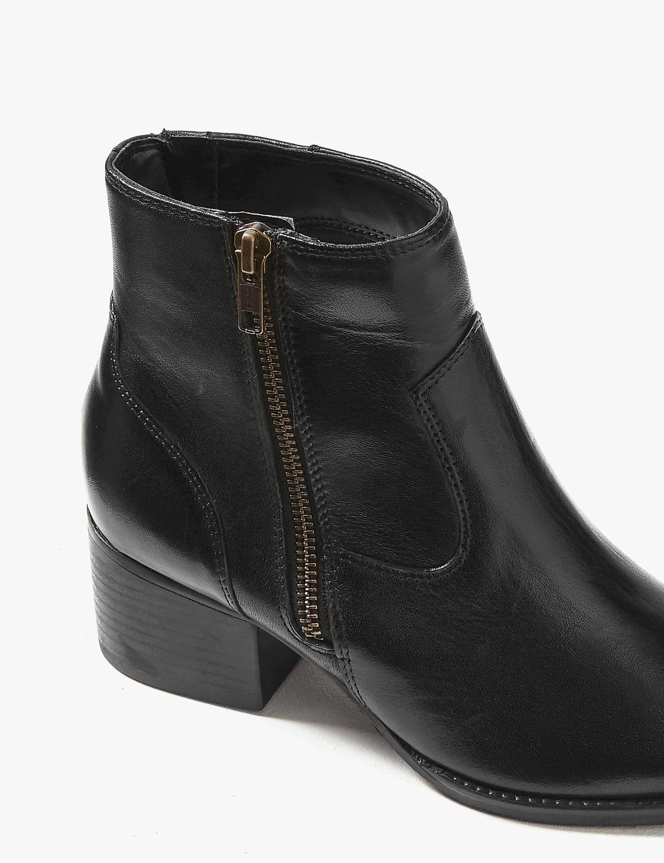 Leather Block Heel Ankle Boots 4 of 6
