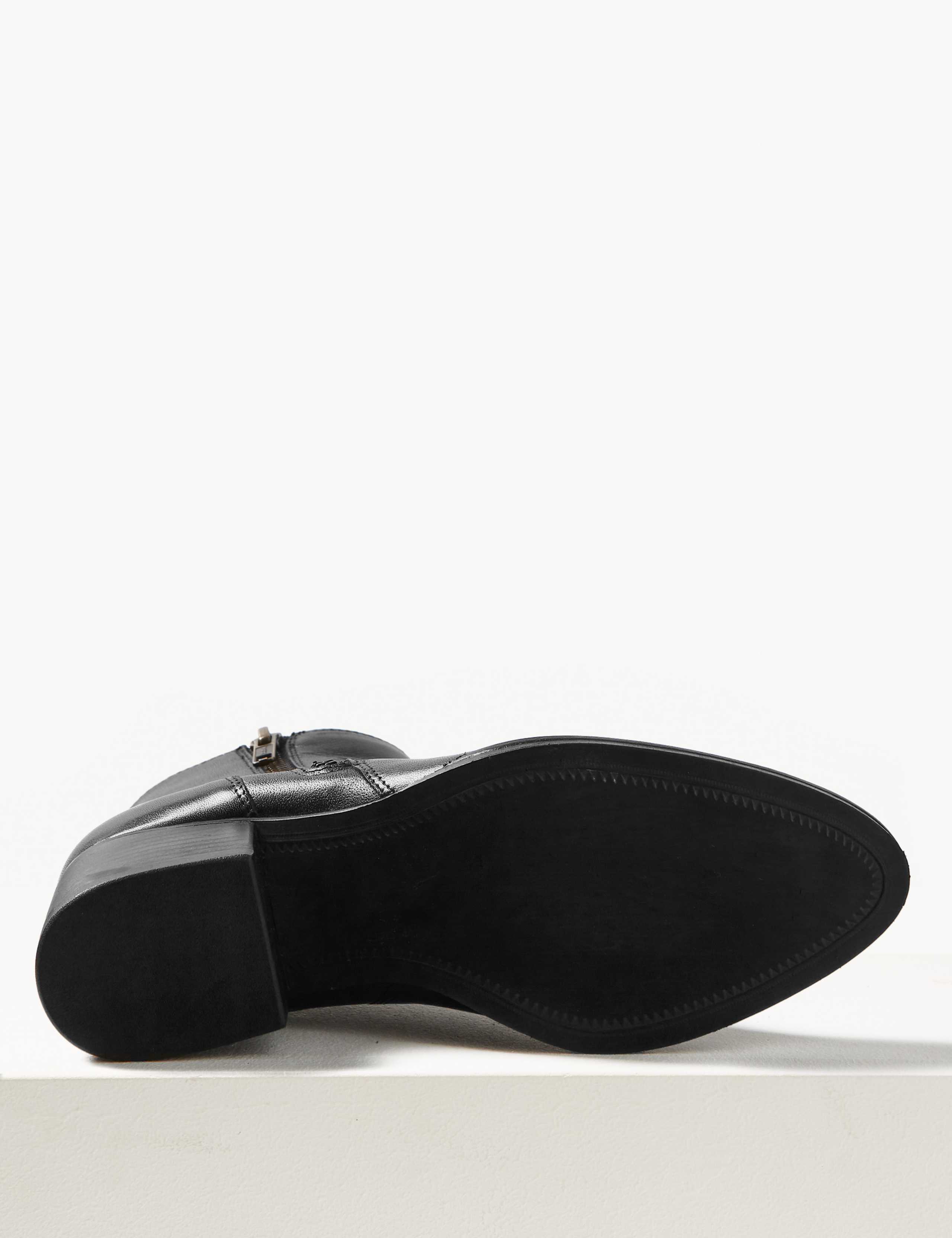 Leather Block Heel Ankle Boots 5 of 6