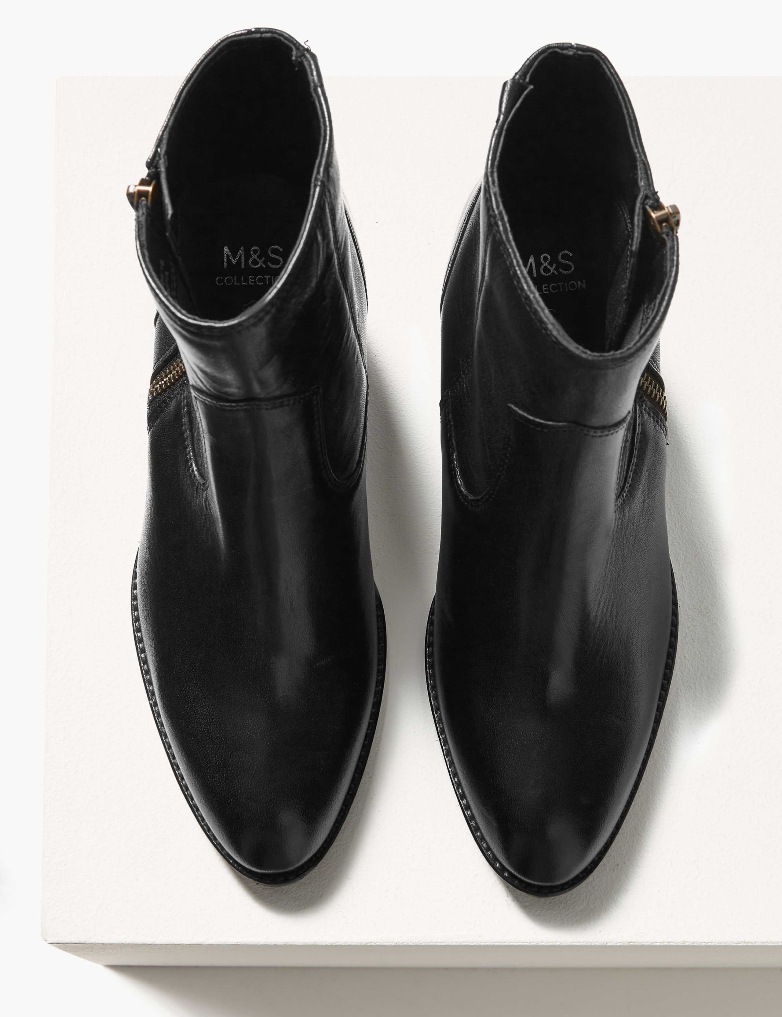 Leather Block Heel Ankle Boots 6 of 6