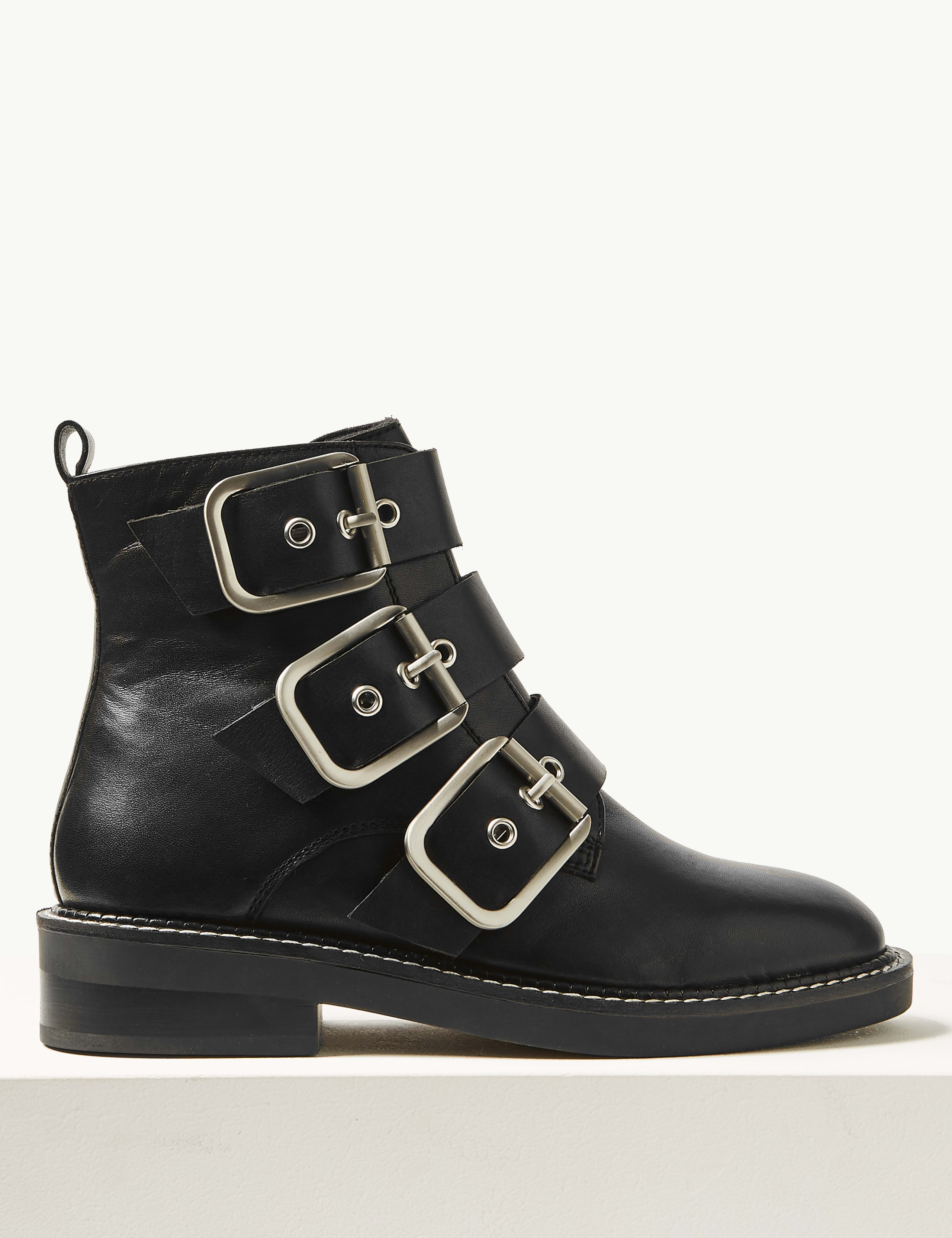 Leather Buckle Detail Ankle Boots 2 of 5