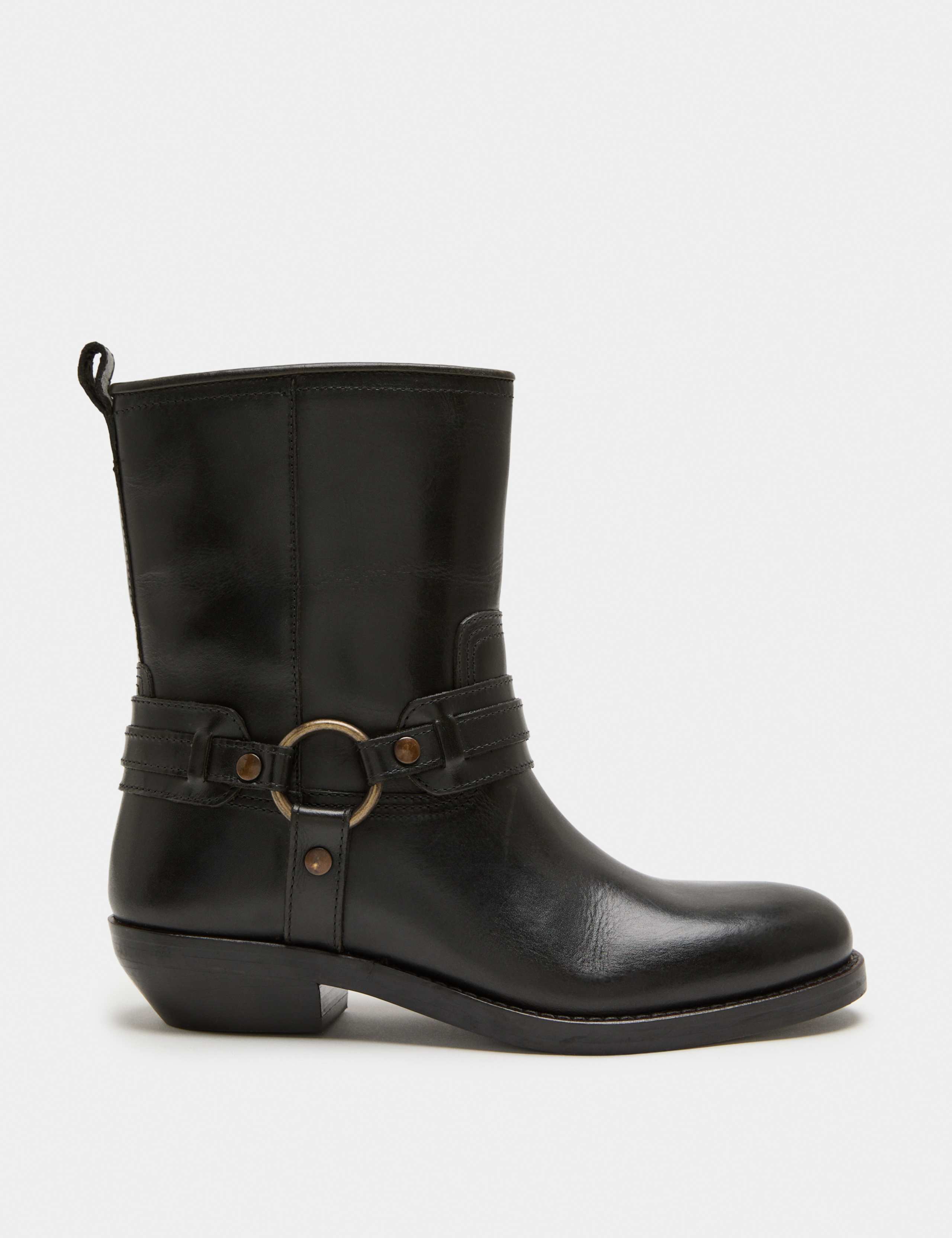 Leather Cowboy Block Heel Mid Calf Boots 2 of 3