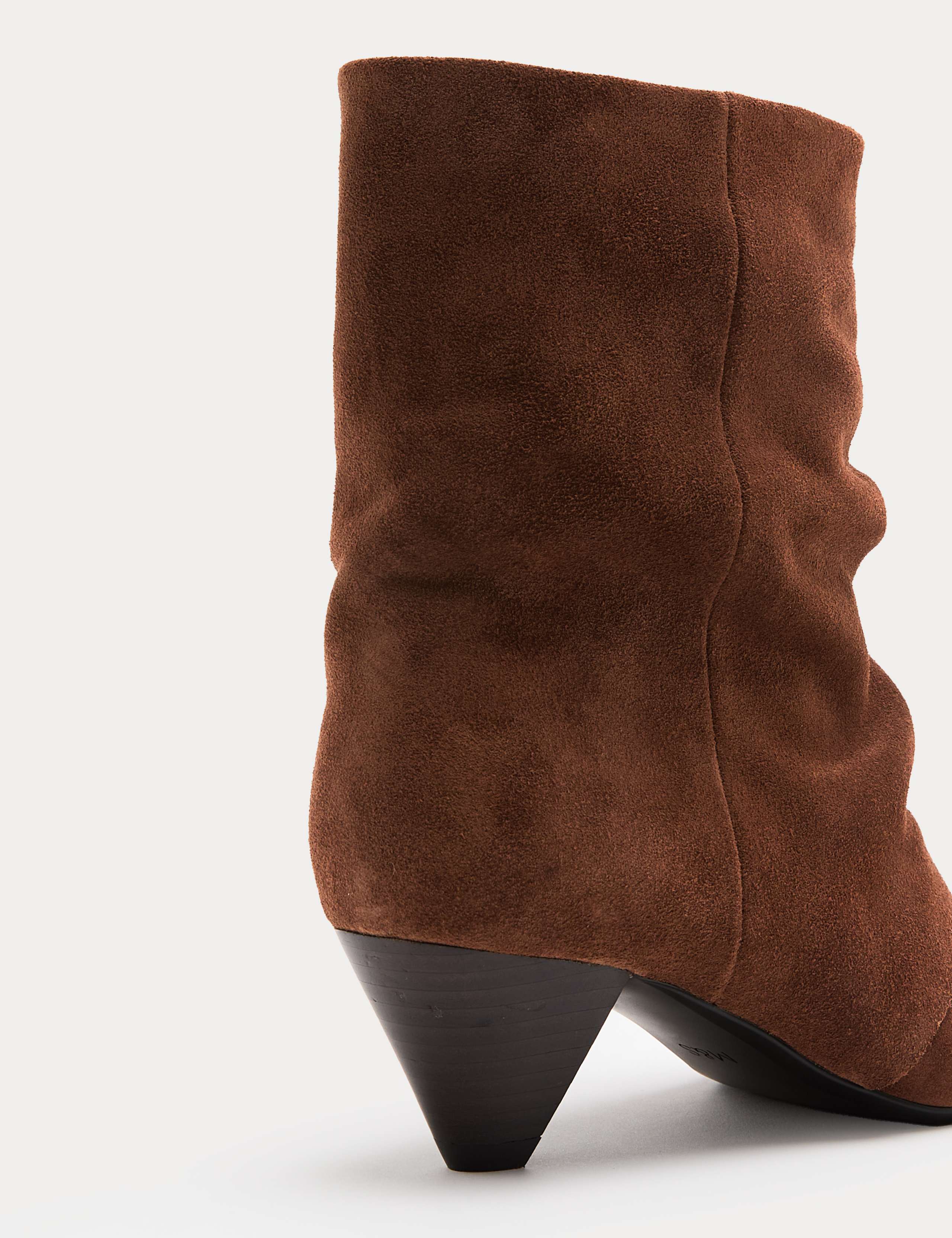 Suede Slouchy Cone Heel Pointed Ankle Boots 3 of 3