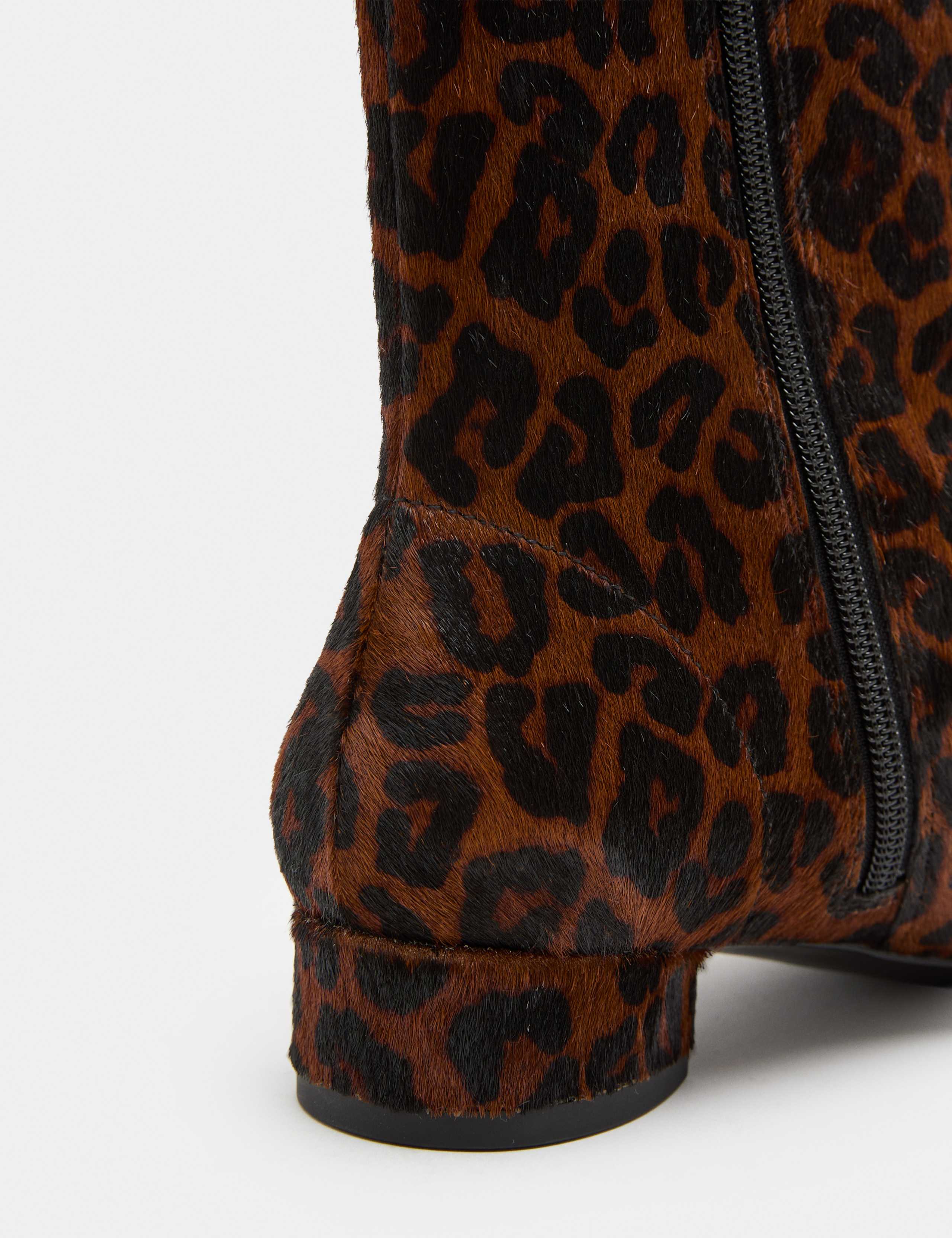 Leather Leopard Print Block Heel Sock Boots 3 of 3