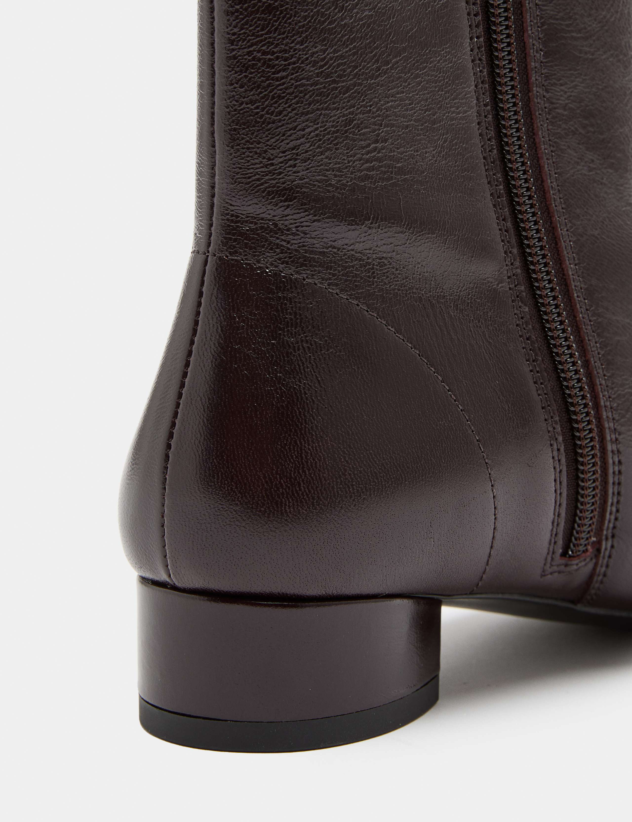 Leather Block Heel Chisel Toe Sock Boots 3 of 3