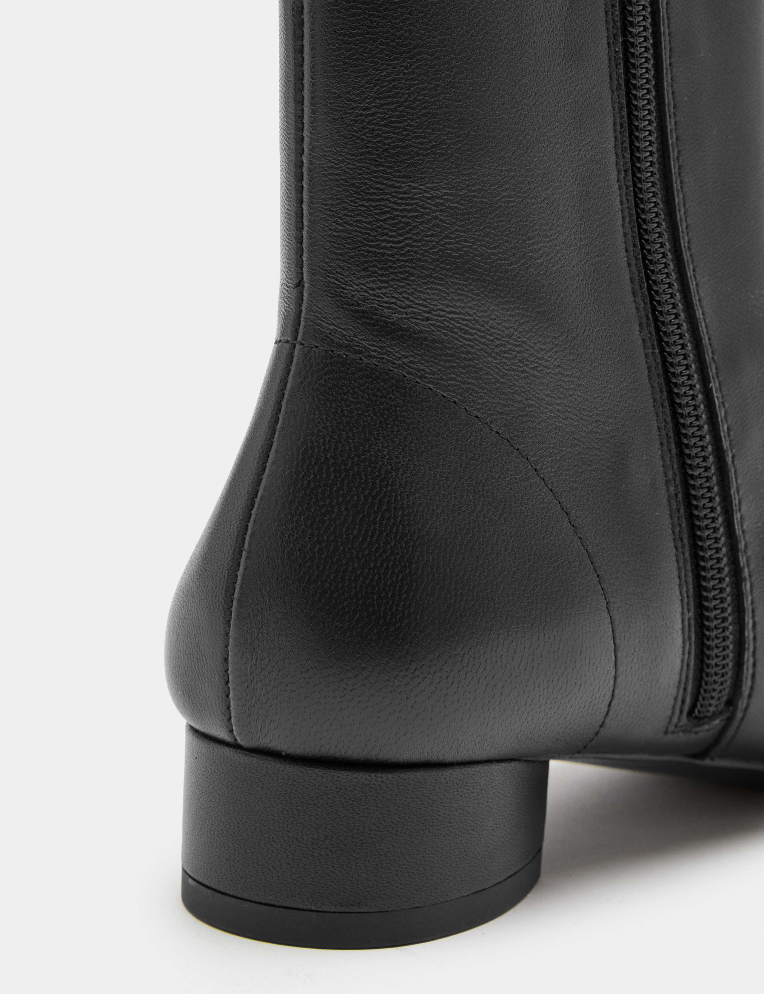 Leather Block Heel Chisel Toe Sock Boots 3 of 3