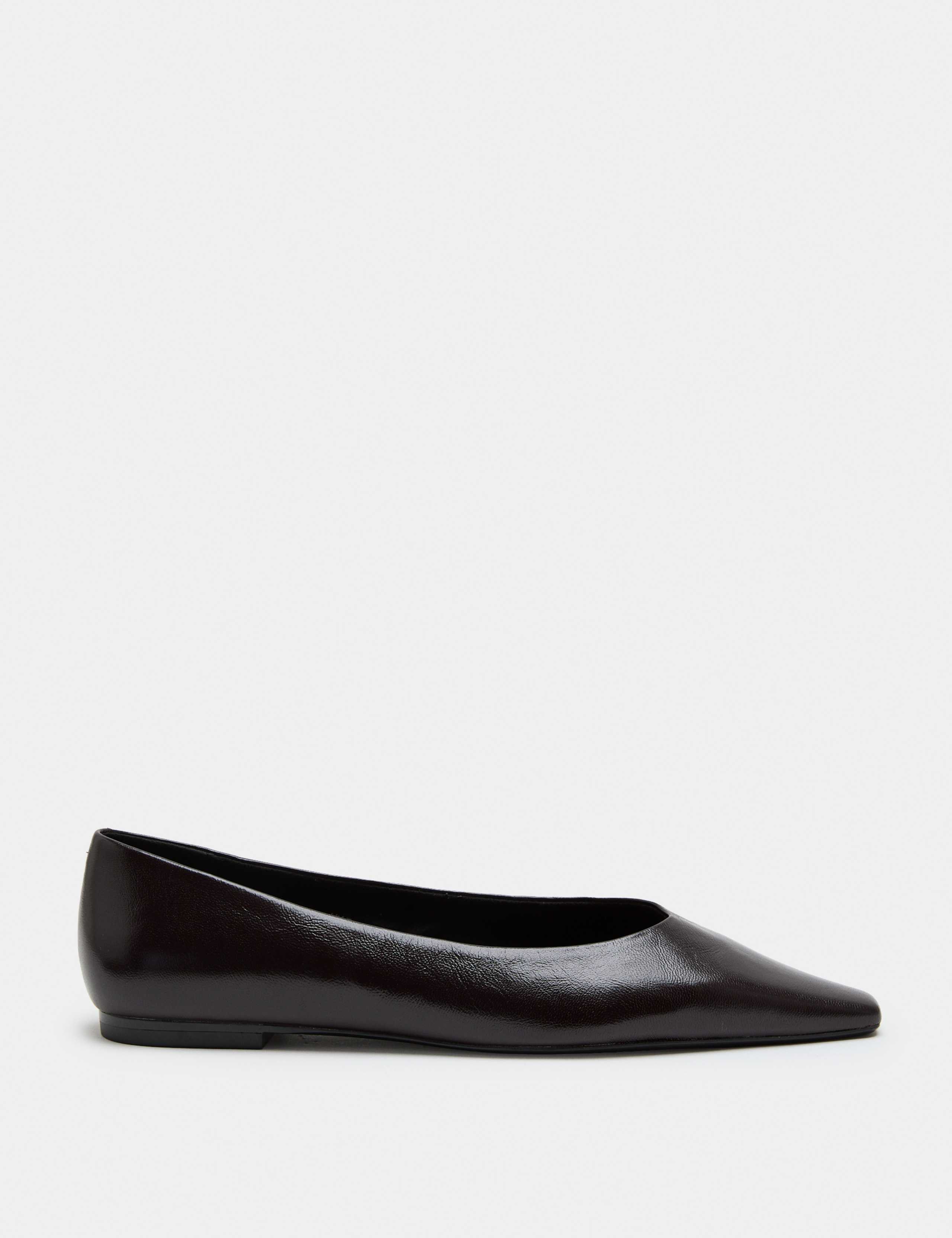 Leather Chisel Toe Ballet Pumps 2 of 3