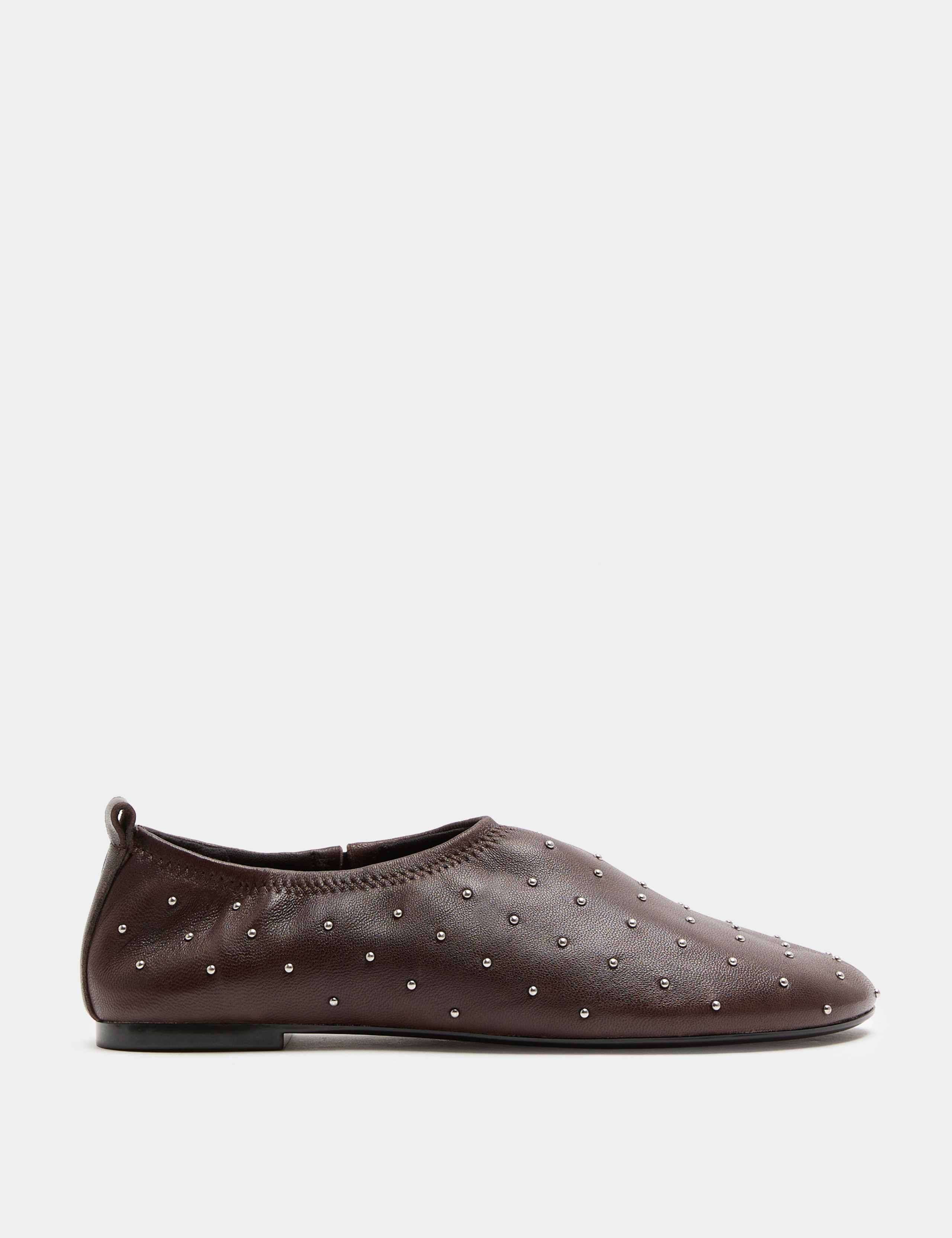 Leather Studded Flat Pumps 2 of 3