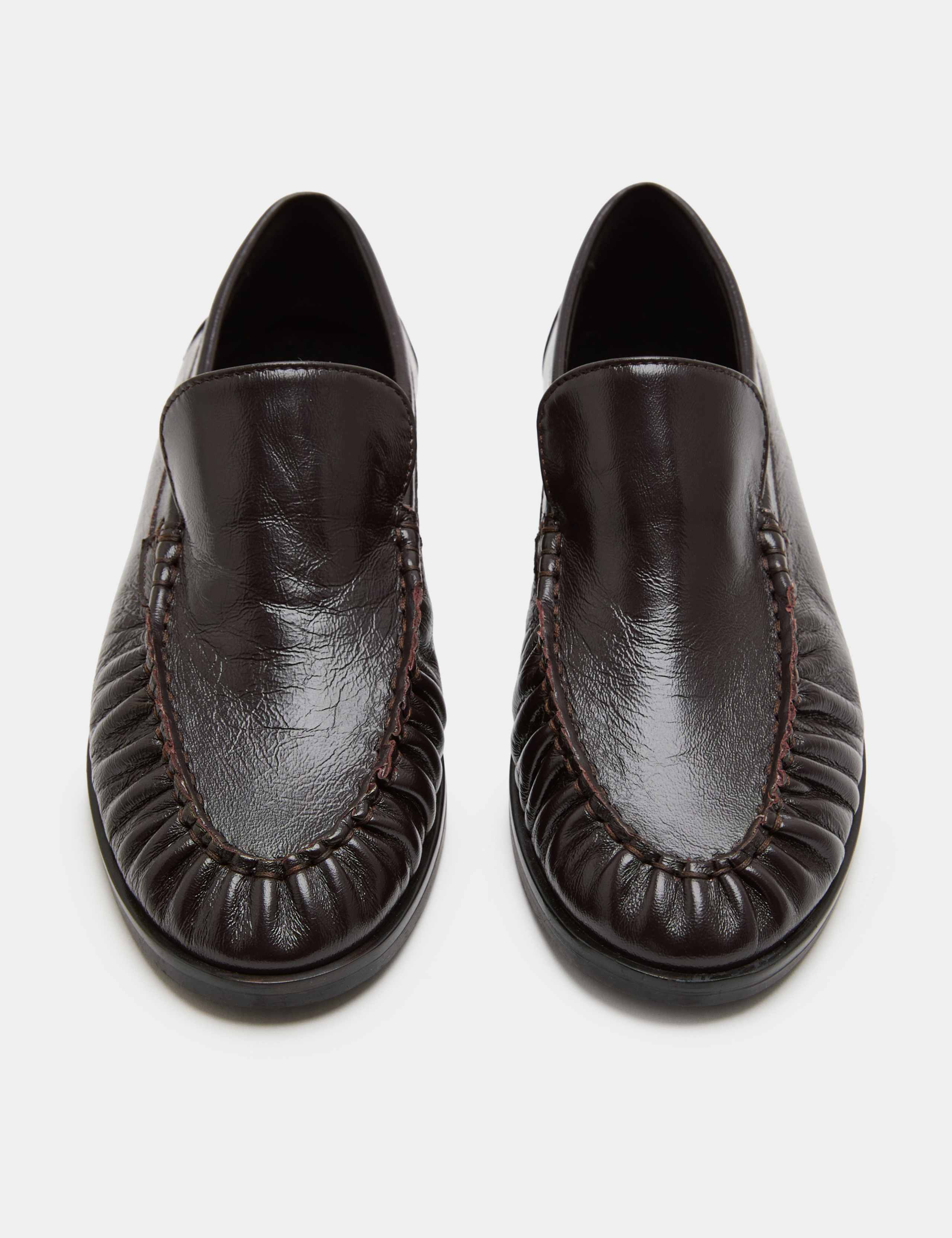 Leather Ruched Loafers 1 of 3