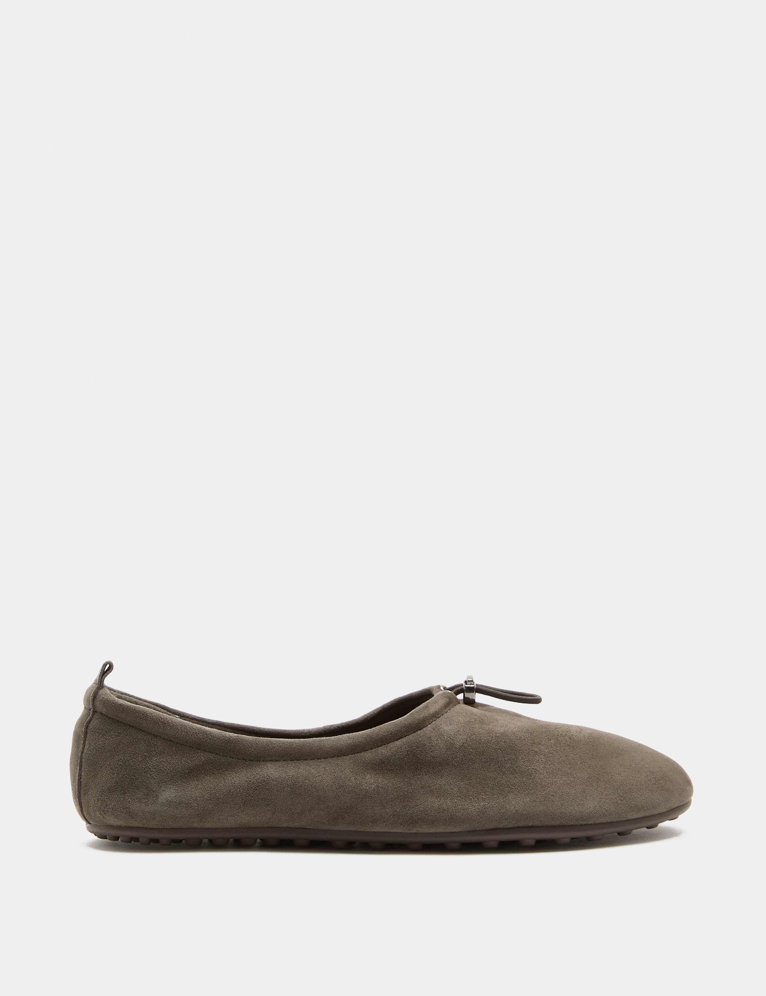 Suede Toggle Cord Flat Ballet Pumps 2 of 3