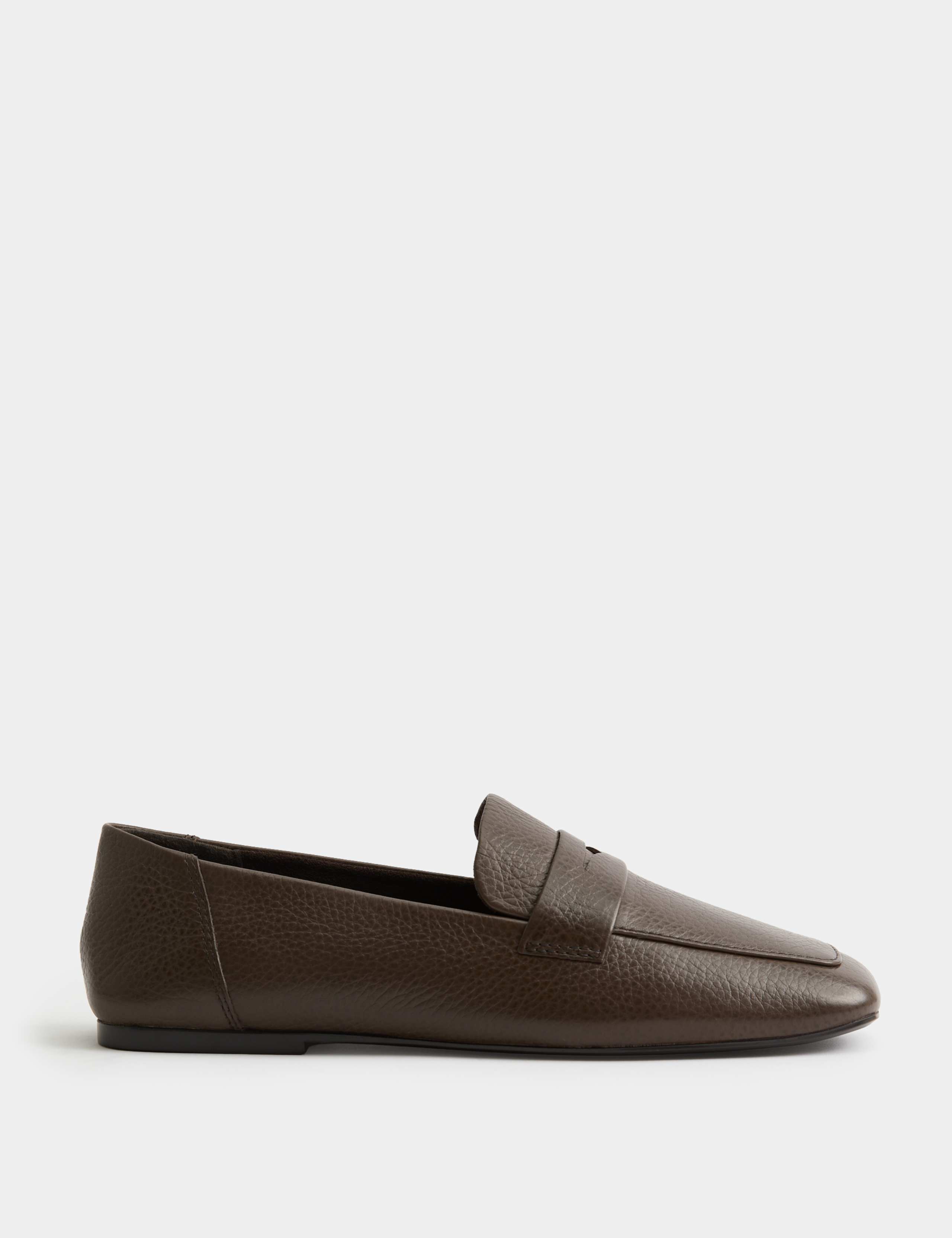 Leather Flat Square Toe Loafers 2 of 3