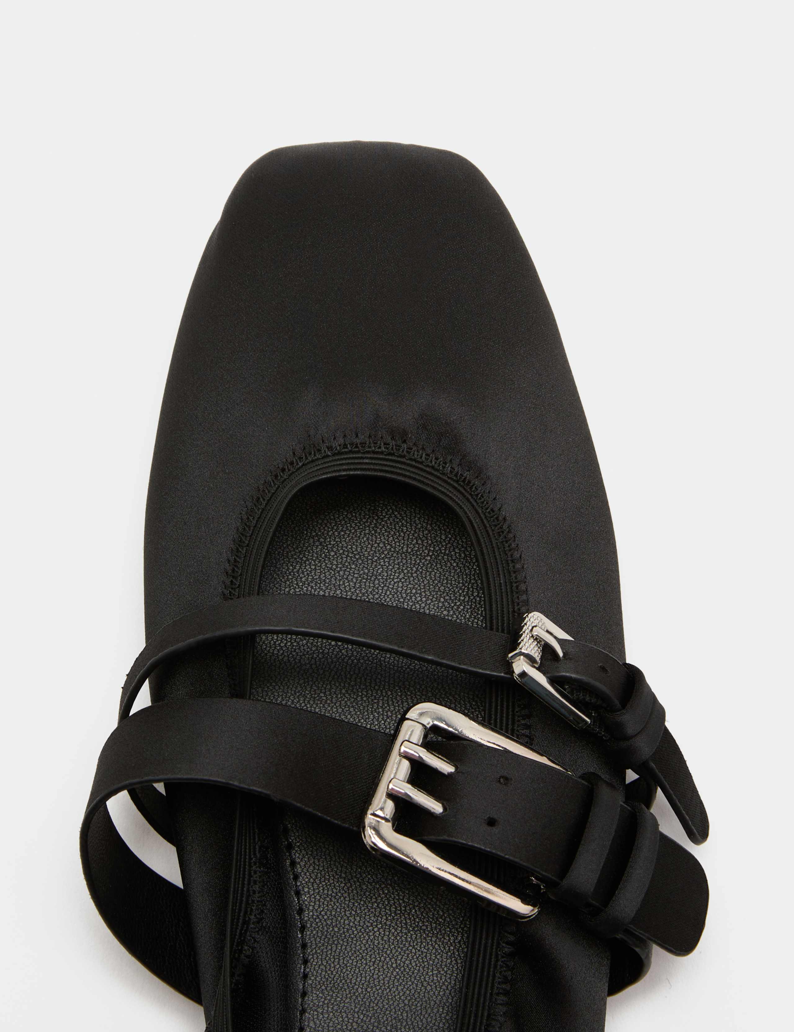 Satin Double Buckle Mary Jane Ballet Pumps 3 of 3