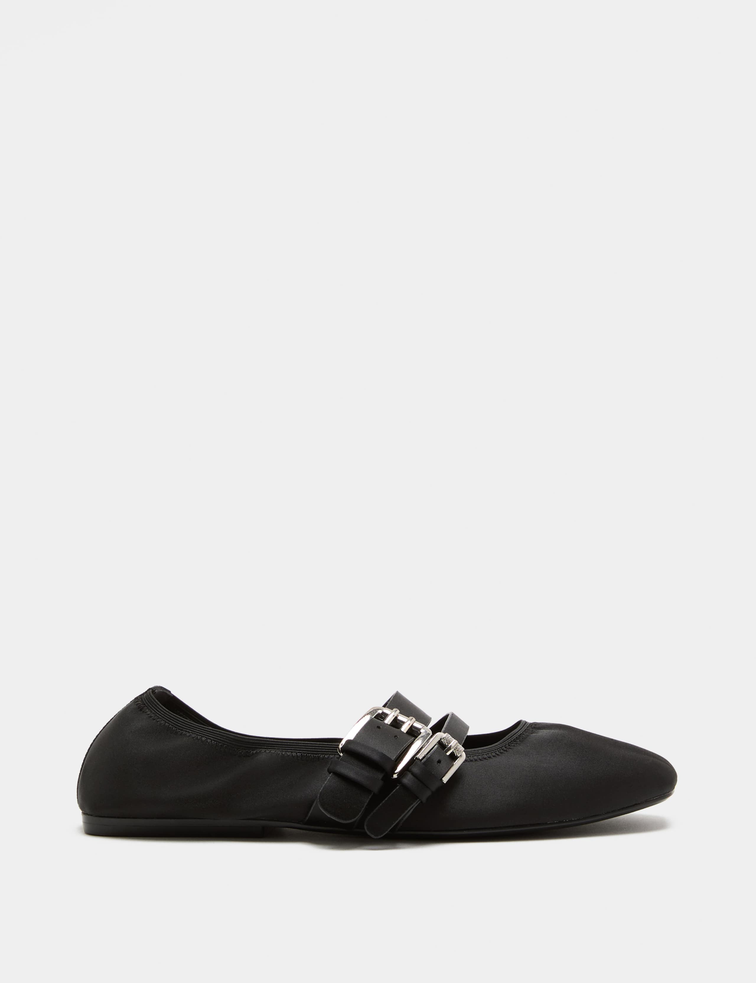 Satin Double Buckle Mary Jane Ballet Pumps 2 of 3