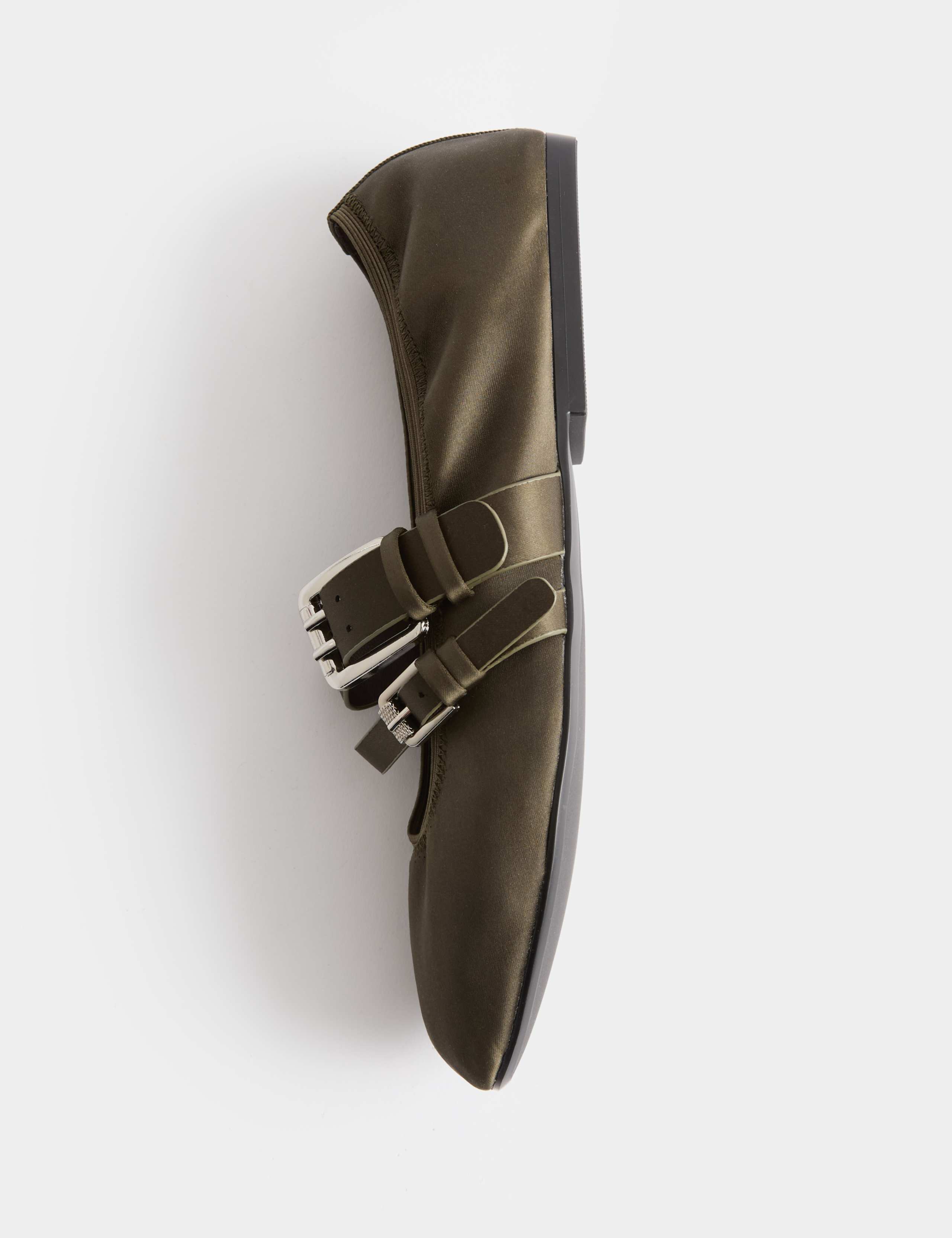Satin Double Buckle Flat Mary Jane Ballet Pumps 3 of 3